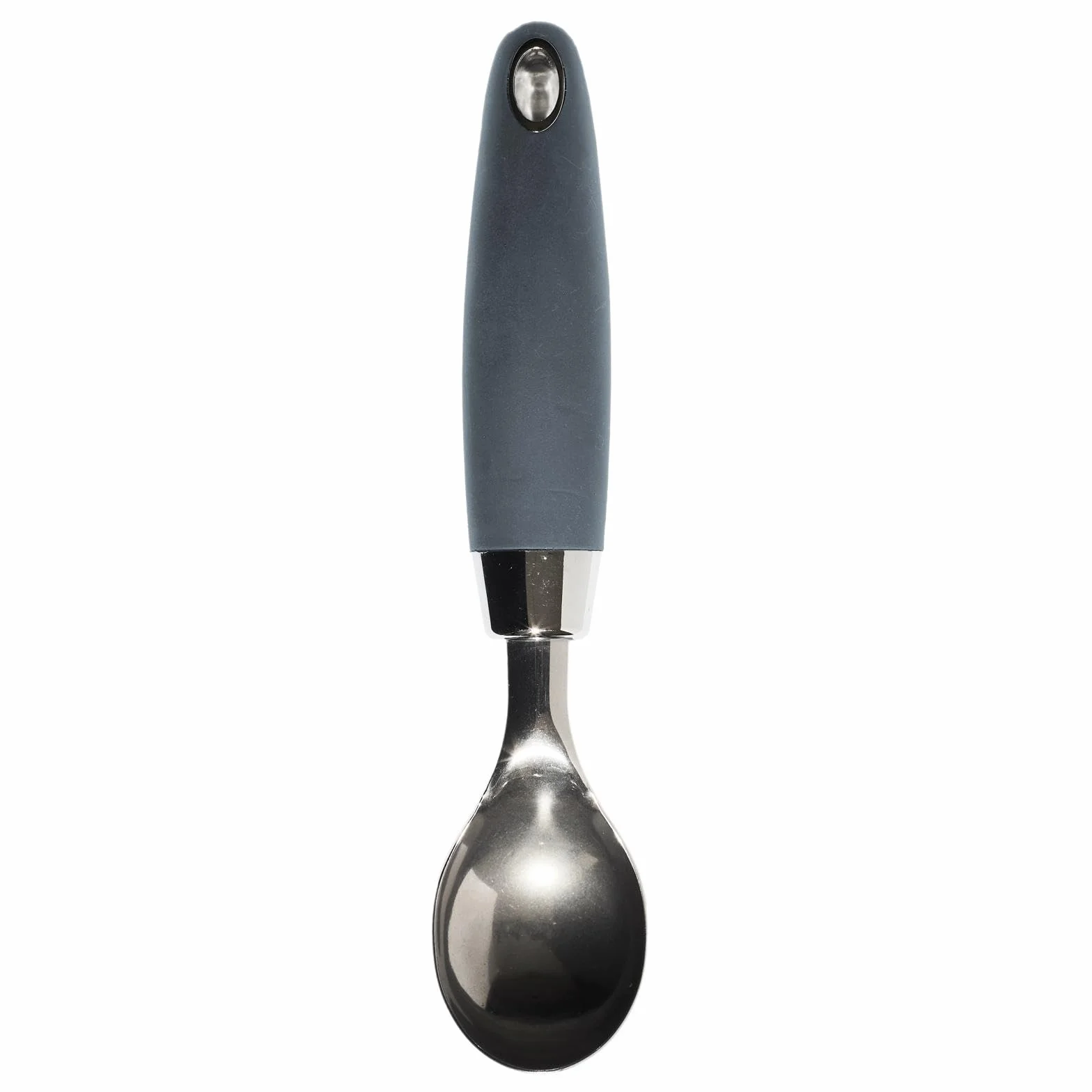 LILY COOK, KP0061, Ergonomiczna łyżka do lodów ze stali nierdzewnej, idealna do serwowania doskonałych kulek lodów, melona lub deserów, łatwa do czyszczenia, 215 cm, czarno-srebrna