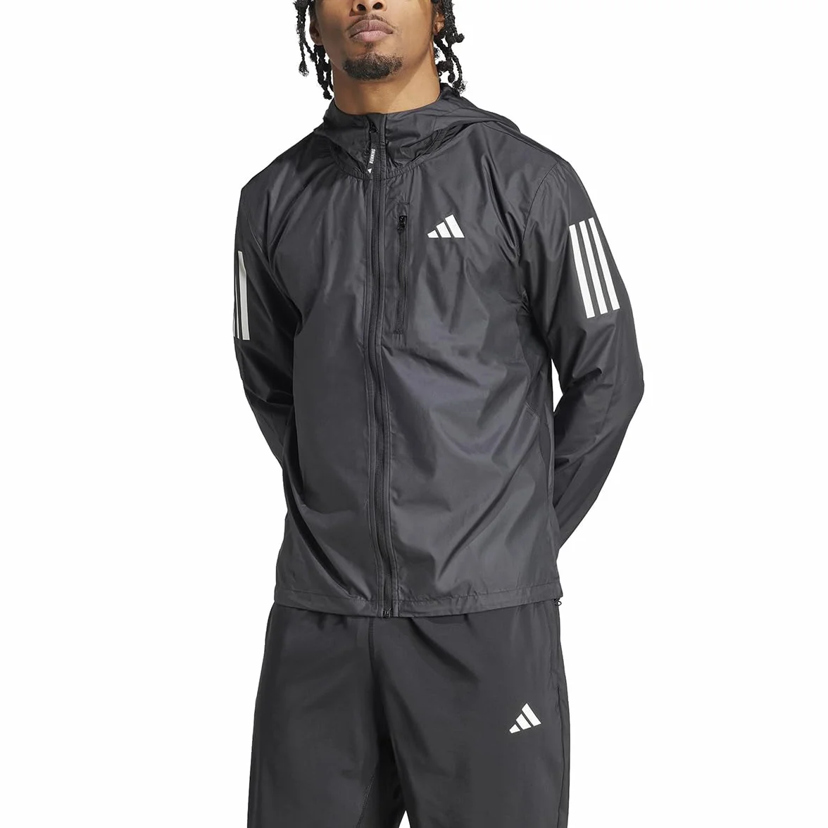 adidas Mężczyźni Own the Run Jacket, Black/White pocket, M