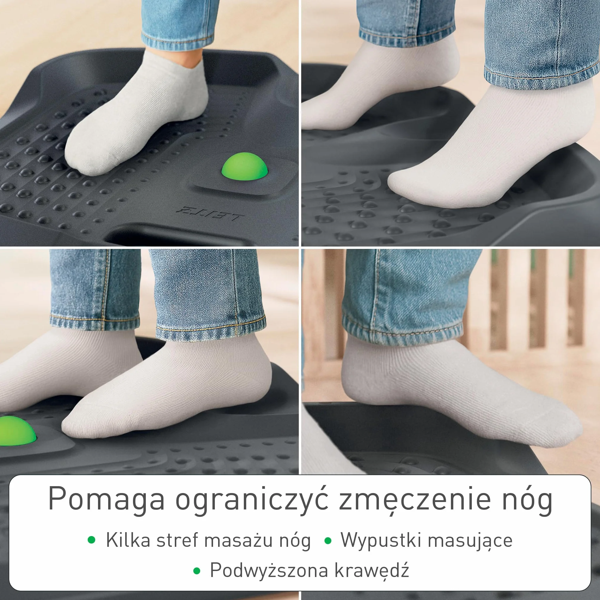 Ergonomiczna Mata Antyzmęczeniowa Leitz Active - wyściełana pianką PU, nierysująca, łagodząca zmęczenie, mata do domu i biura z wyjmowaną kulą masującą