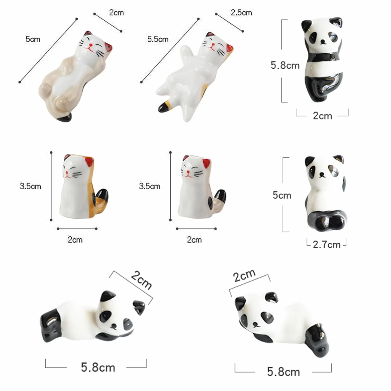 8 sztuk uchwyt pałeczki ceramiczne uchwyt łyżka uchwyt na noże widelec uchwyt pałeczki pałeczki do restauracji,Kuchnia(panda+koty)