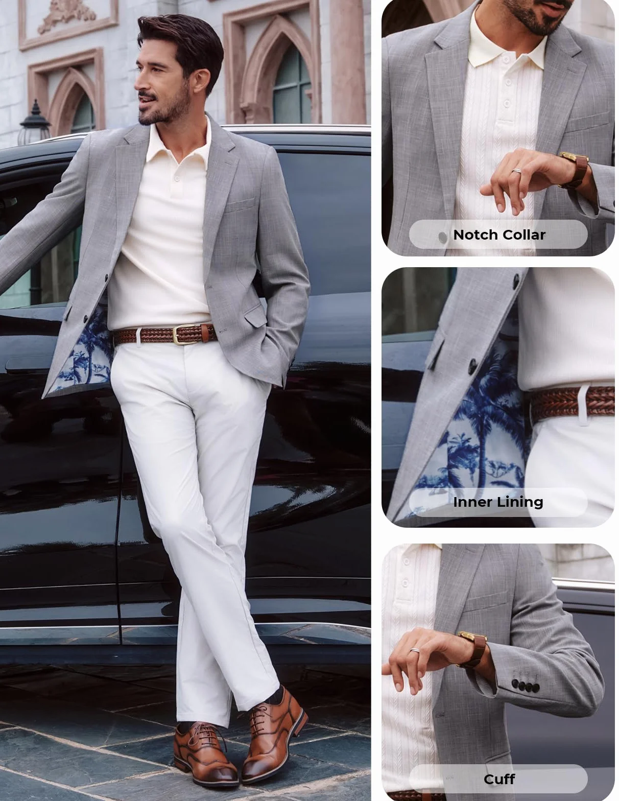 PJ PAUL JONES Marynarki męskie Smart Blazer Kurtki Casual Business Sport Płaszcze