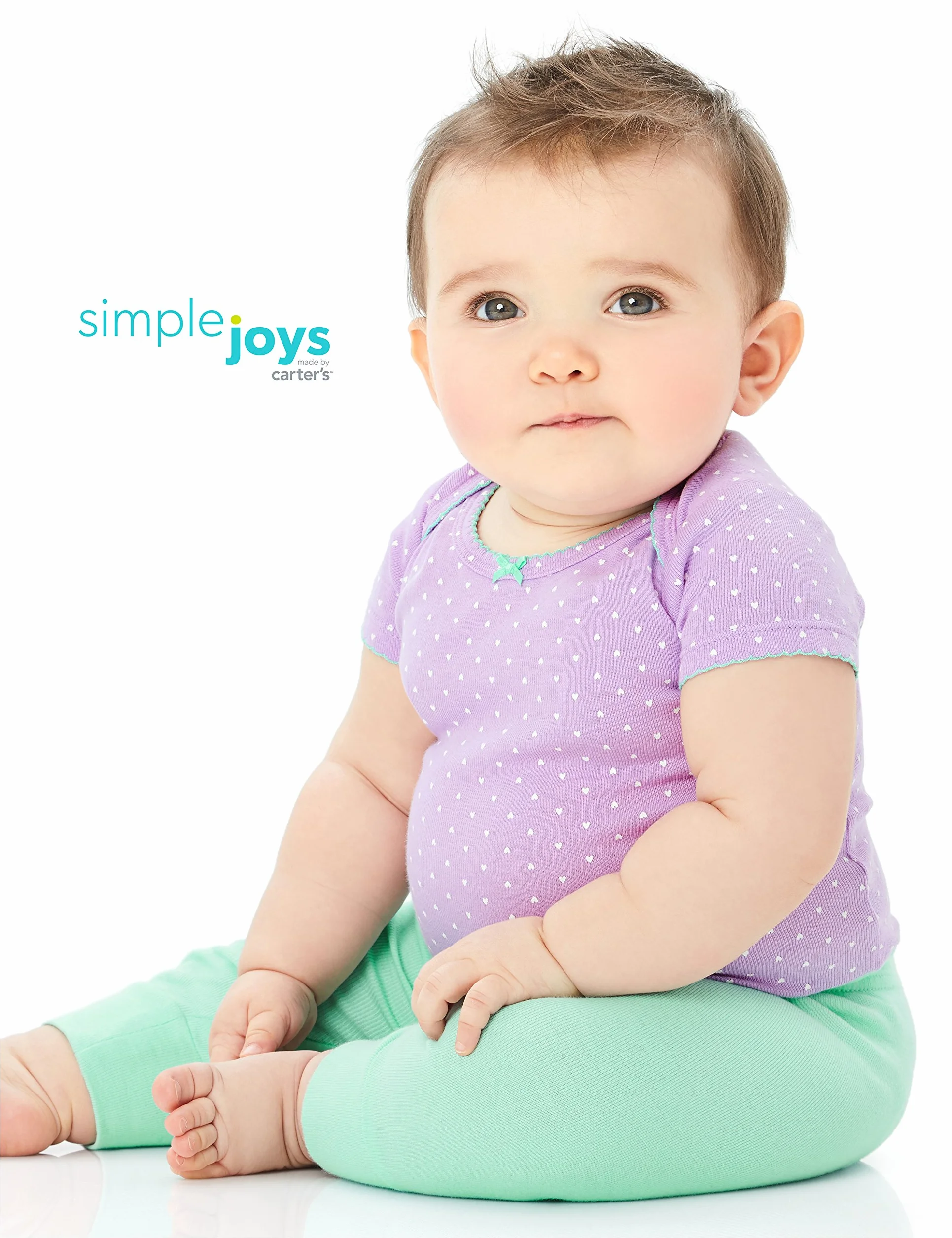 Simple Joys by Carter's Spodnie dla dziewczynek (4 sztuki), Miętowy zielony/różowy/szary, 6-9 miesi?cy