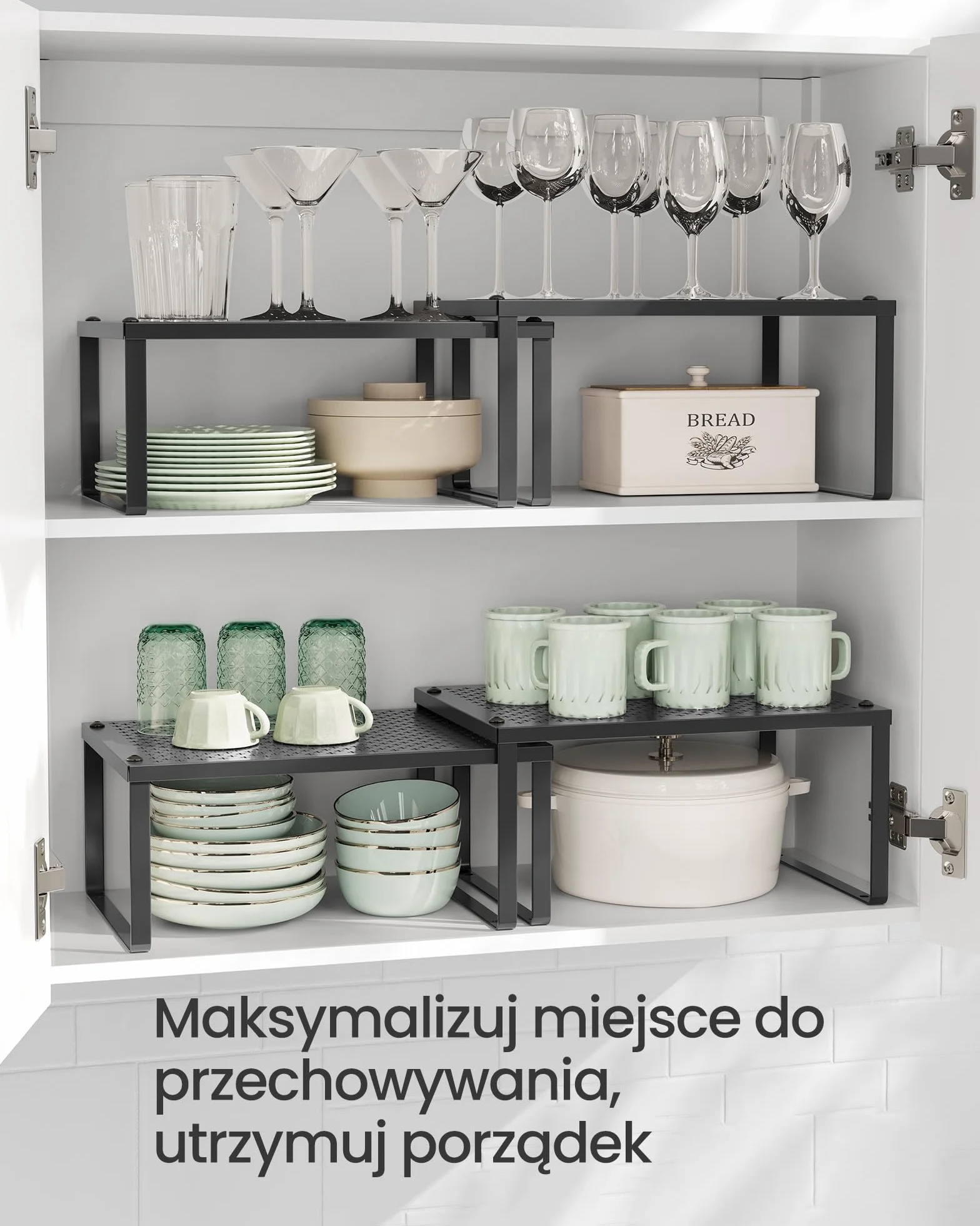 SONGMICS Zestaw 4 półek na przyprawy Metalowy Czarny KCS006B01