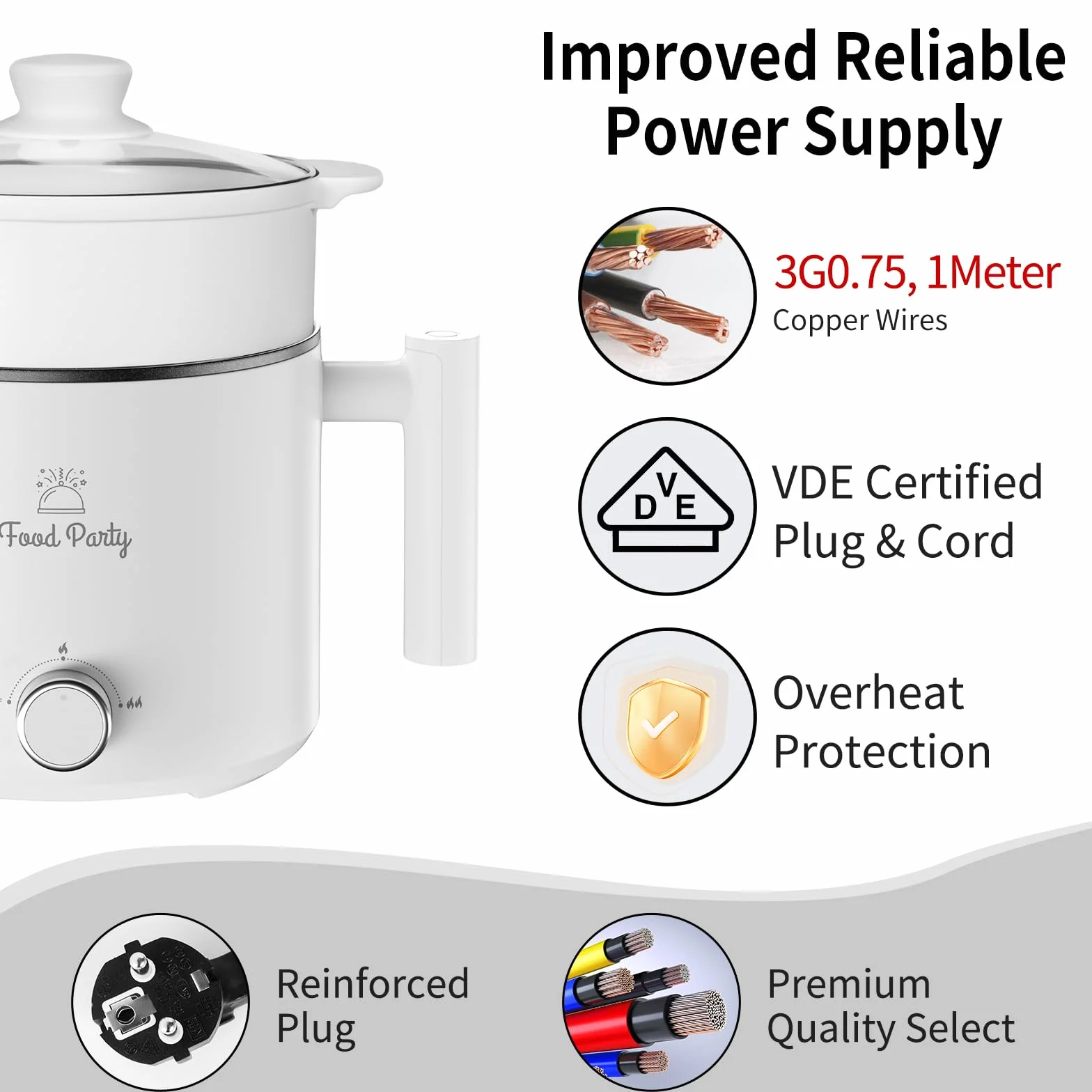 Food Party Hot Pot elektryczny garnek hotpot z parowarem, 1,8 l, elektryczny garnek do gotowania makaronu, 220 V, elektryczna patelnia do gotowania makaronu, chiński hot pot fondue