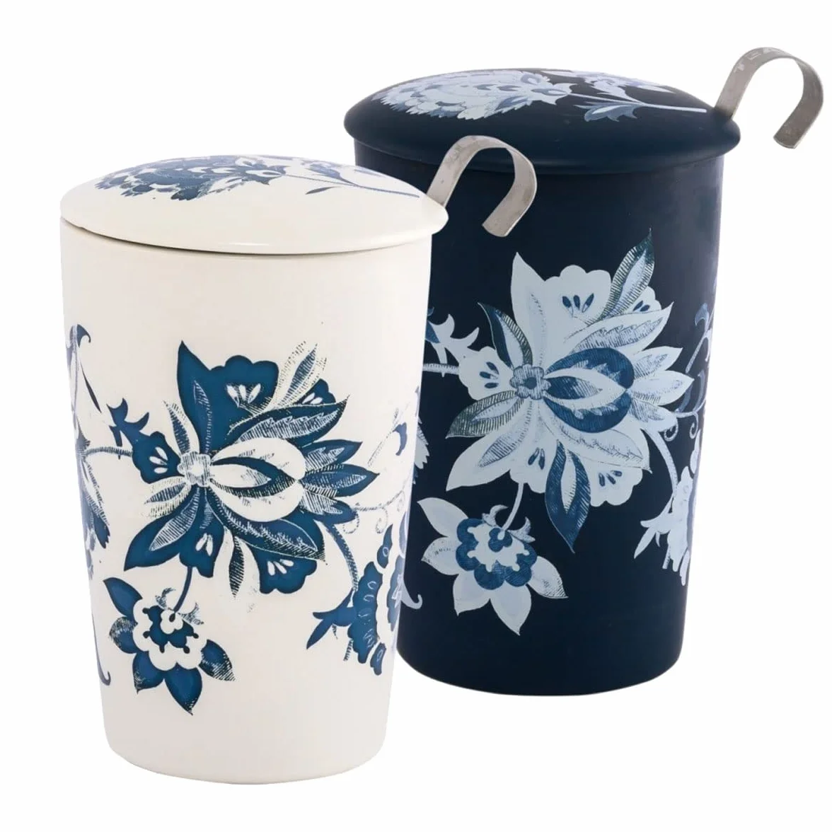 Eigenart Teaeve Luna Blue kubek z podwójnymi ściankami z porcelany z pokrywką i sitkiem ze stali nierdzewnej, bez BPA, 350 ml, 80049B