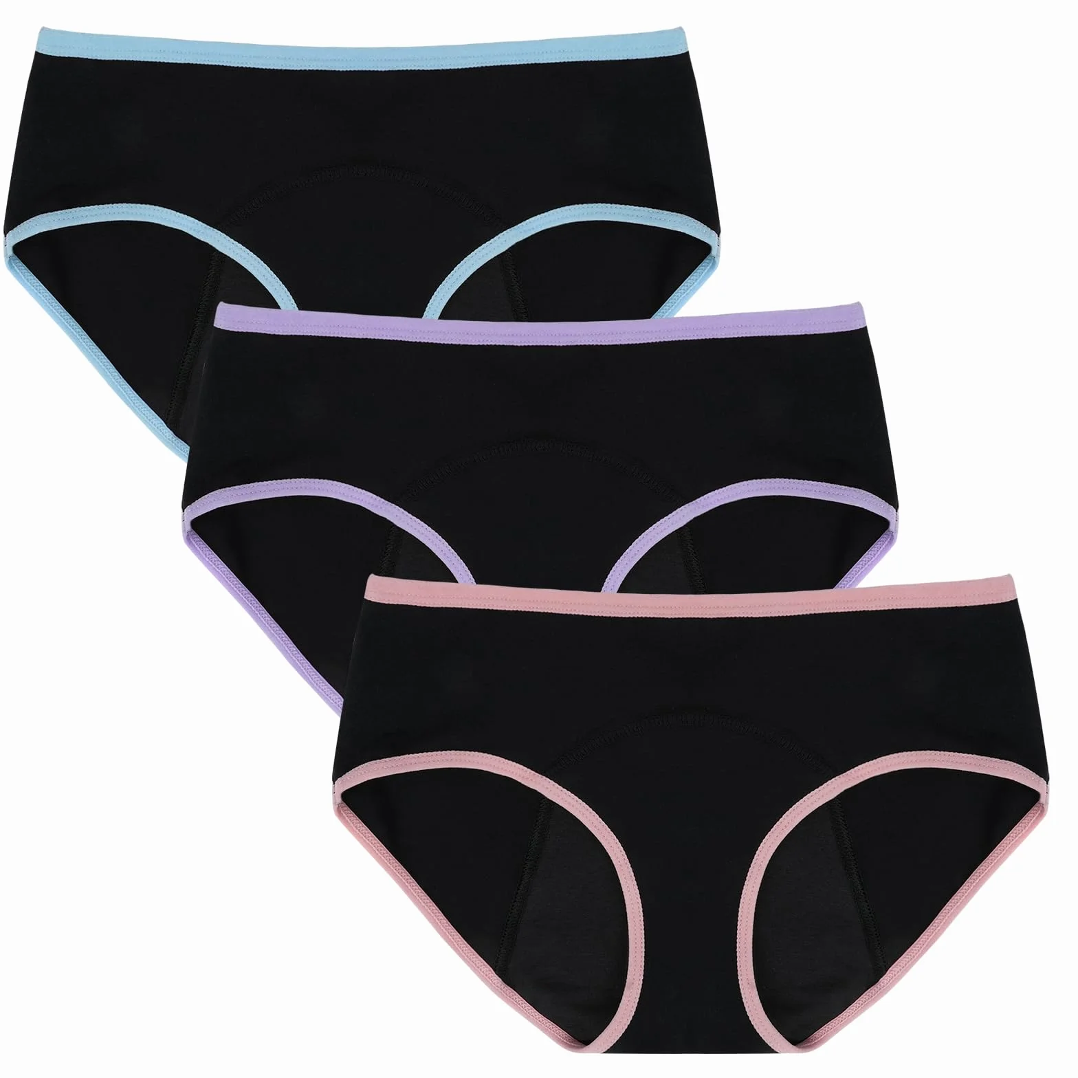 HOTUT majtek bawełnianych dziewczęcych, 3 sztuk menstruacyjne majtki, Bielizna okresowa dziewczęca, szczelna, miękka, oddychająca, wygodna bielizna bawełniana dla dziewczynek w wieku 10-16 lat