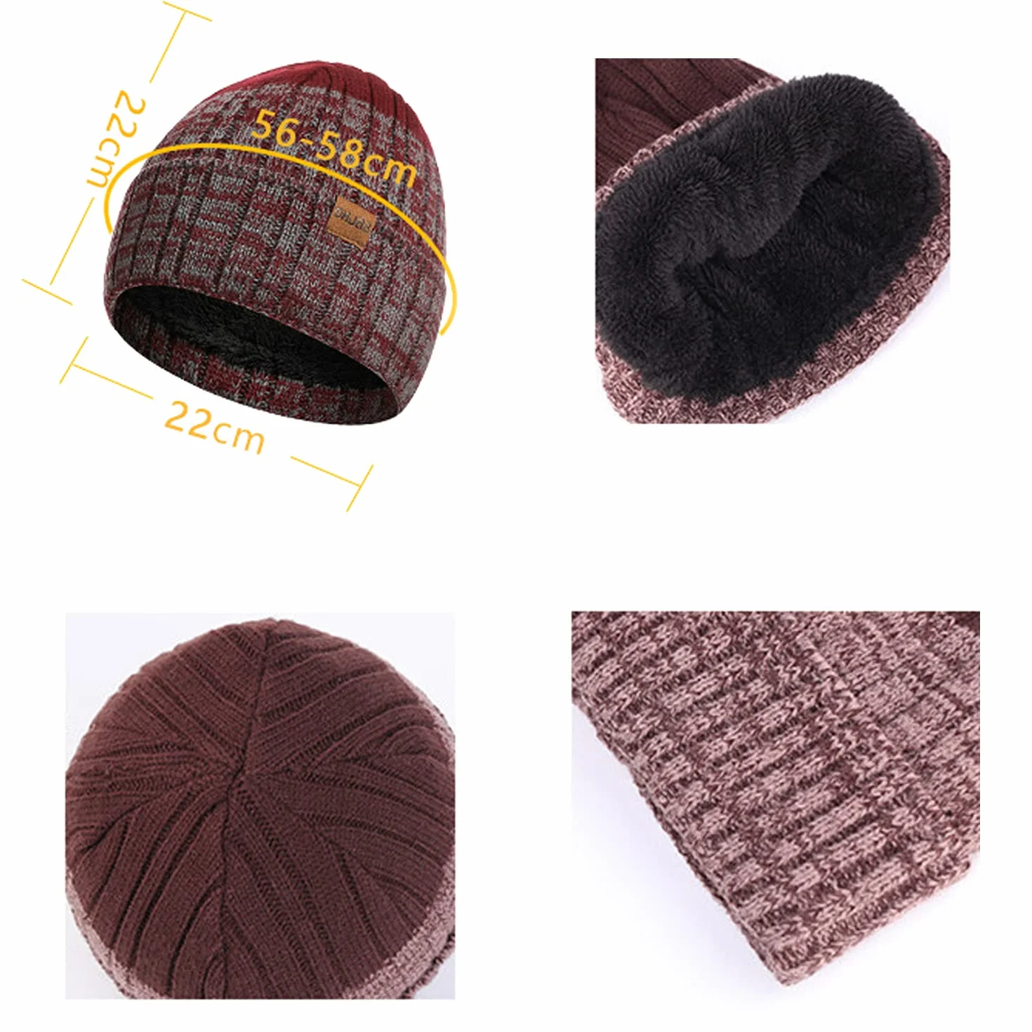 Daysskk Czapka szalik i rękawiczki zestaw dla mężczyzn i kobiet, ciepła czapka zimowa, czapka beanie, męska, ekran dotykowy, rękawiczki, czapka z dzianiny, dla mężczyzn i kobiet, na zimę