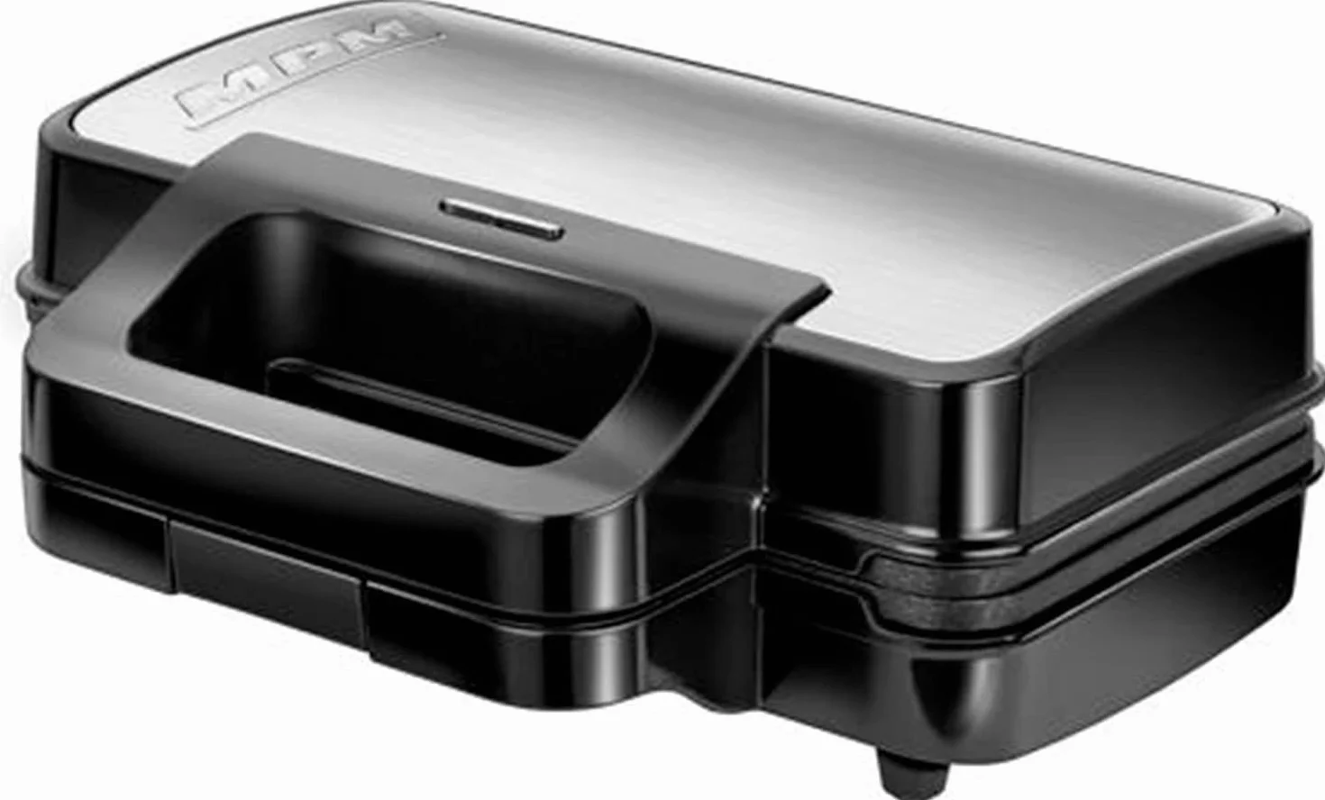 MPM - MOP 43M – Opiekacz kuchenny 3 w 1 - Opiekacz do kanapek + grill + gofrownica - Na 4 trójkątne kanapki lub 2 gofry – Wymienne płyty z nieprzywierającą powłoką - 1000 W - Termostat