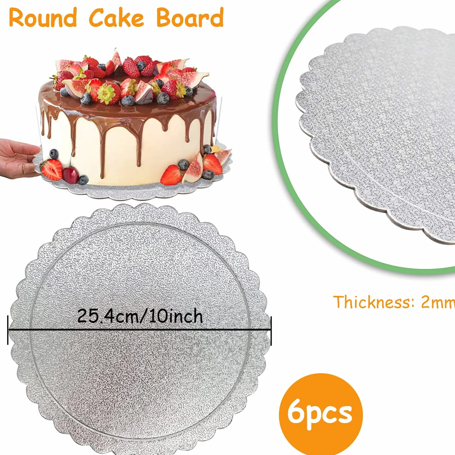 Okrągła podkładka pod tort 25 cm 6 szt. wielokrotnego użytku