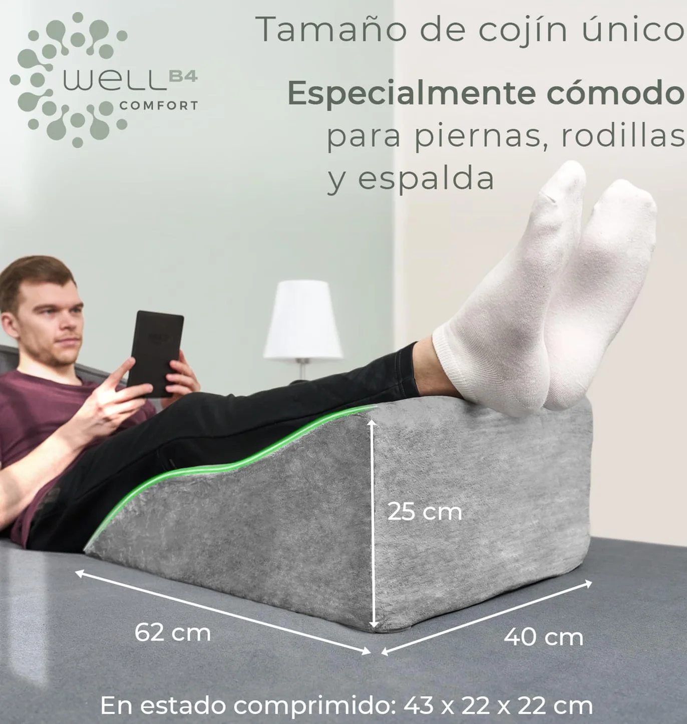 Ergonomiczna poduszka przeciwżylakowa do unoszenia nóg - podkładka pod nogi do unoszenia nóg - poduszka do unoszenia nóg - poduszka klinowa, poduszka wspornikowa dla nóg i kolan, idealna jako poduszka