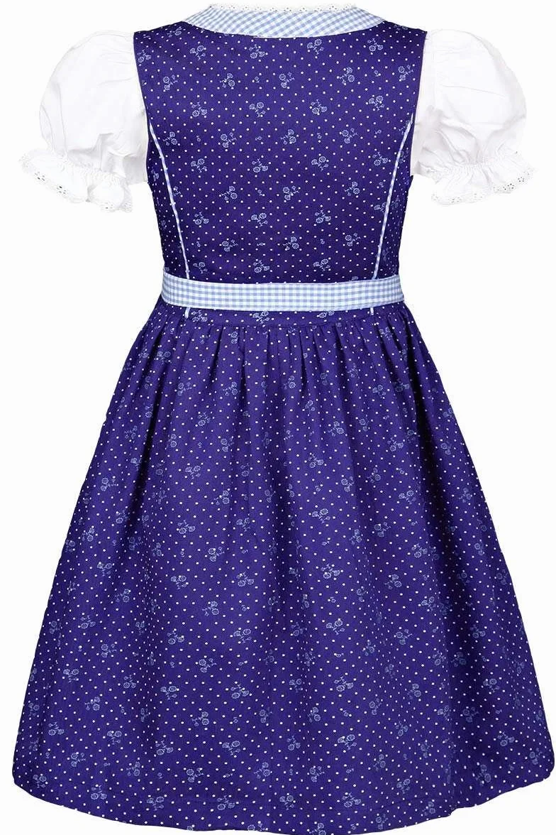 Isar-Trachten Dziewczęca dirndl dziecięca z bluzką jasnoniebieska, niebieska (Marine), 80, niebieski (Marine), 80 cm