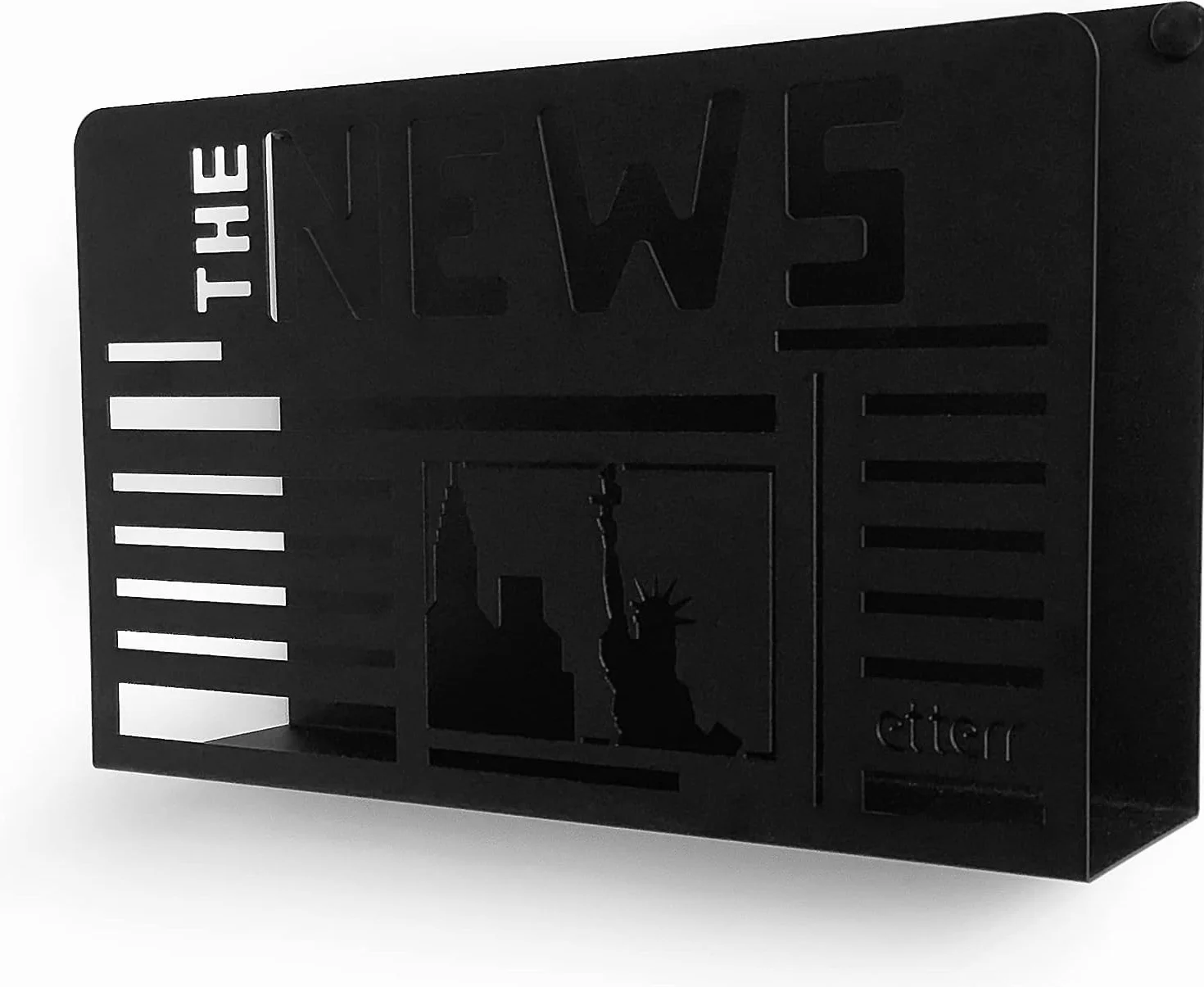 Design Metal Wall Magazine Archiwizator metalowy organizator. (News, Czarny)