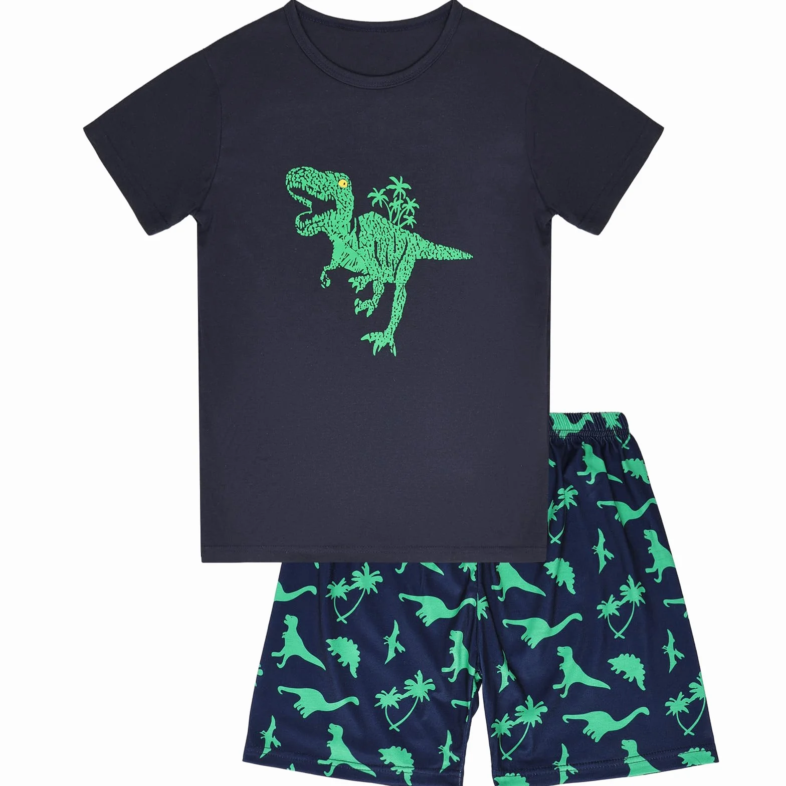 Krótka bawełniana piżama dla chłopców, miękka jednokolorowa piżama szorty i t-shirt dla dzieci 7 ~ 13 lat
