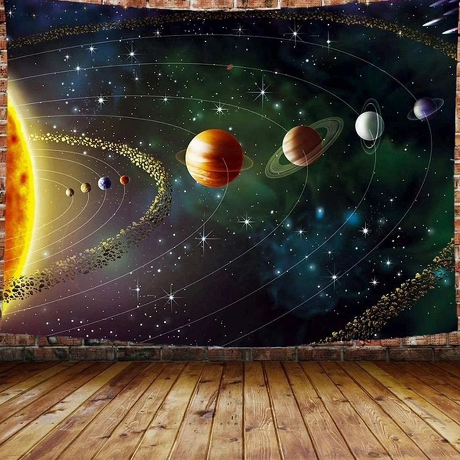 Planety Gobelin Przestrzeń Kosmiczna Galaxy Wszechświat Drukowane Gobeliny Wiszące Na Ścianie Sypialnia Salon Akademik Home Decoration Mural 230x180cm