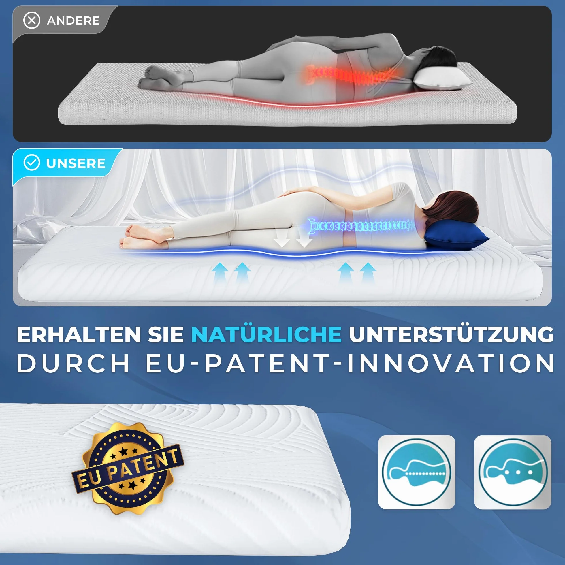 Surmatelas 160 x 200 Pianka Memory - Certyfikowana jako Bezpieczna i Niezawodna przez Oeko-TEX