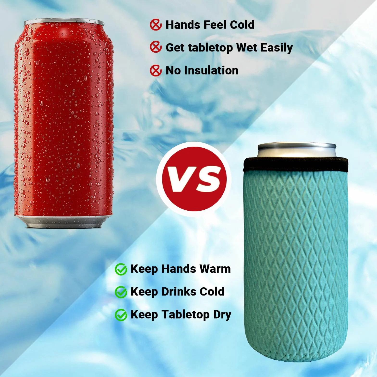 6 x 500ml/470ml Izolowane neoprenowe chłodziarki na puszki, ponownego użycia antypoślizgowe osłony na puszki piwne i inne napoje (6 sztuk), (500ml/470ml puszki)