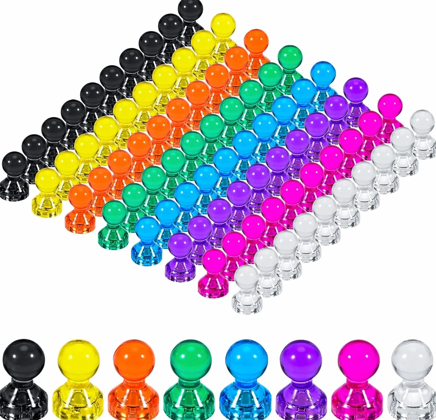 80 sztuk magnesów na tablicę magnetyczną, 11 x 17 mm, mała lodówka, wielofunkcyjna, na tablicę suchościeralną, mini mocne do przypinania, na lodówkę, do szkoły, biura, domu (8 kolorów)