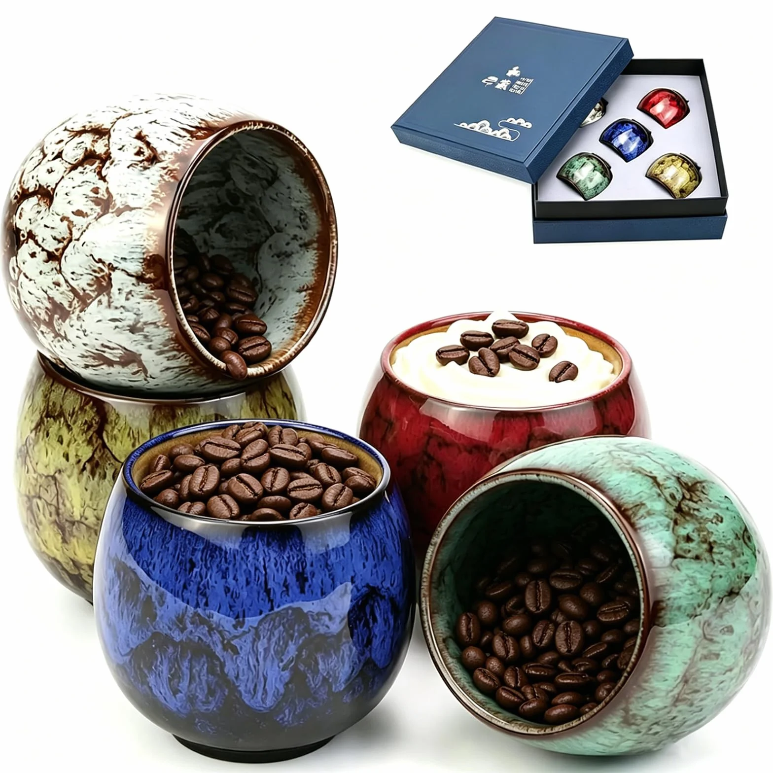 Zestaw filiżanek do espresso ceramiczne 5 x 110 ml grube ścianki