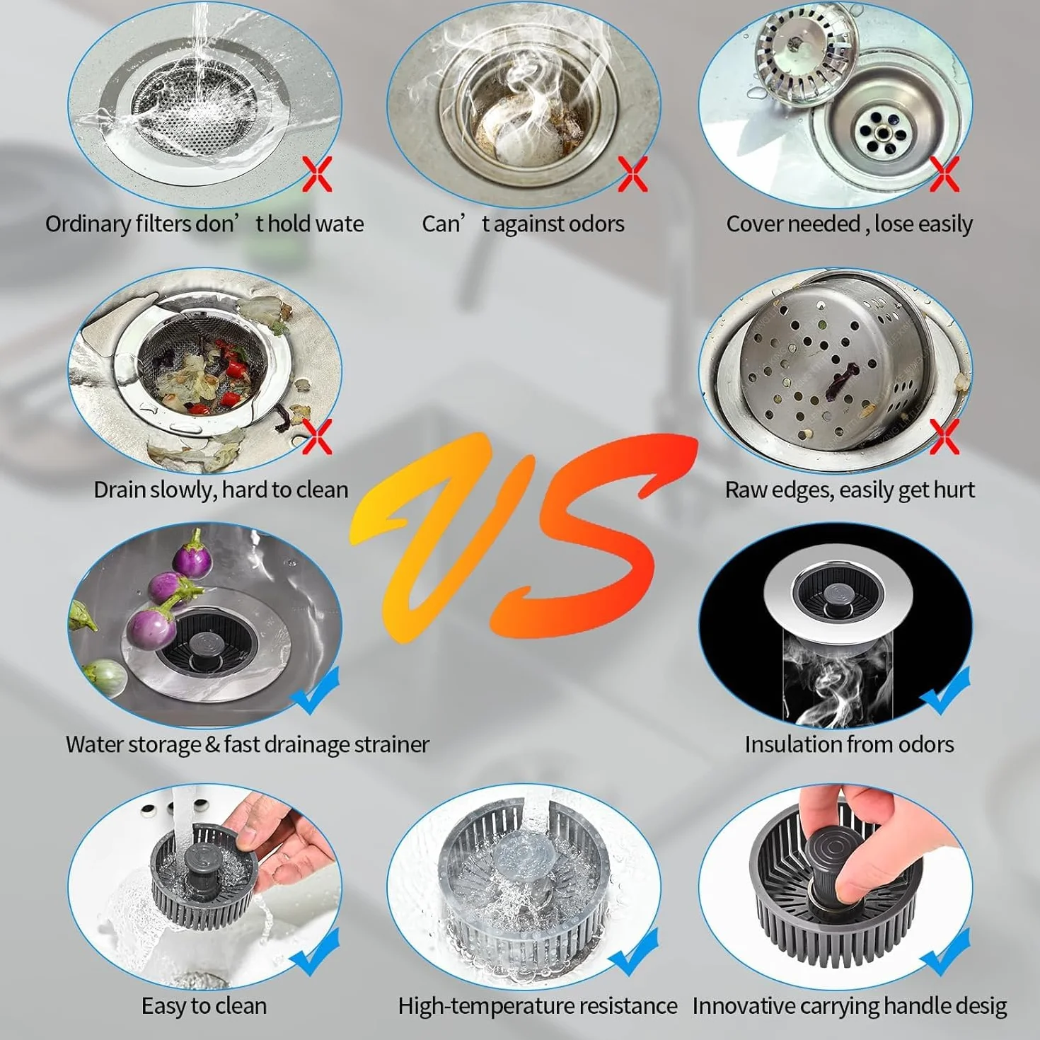 Sitko i korek do zlewu kuchennego