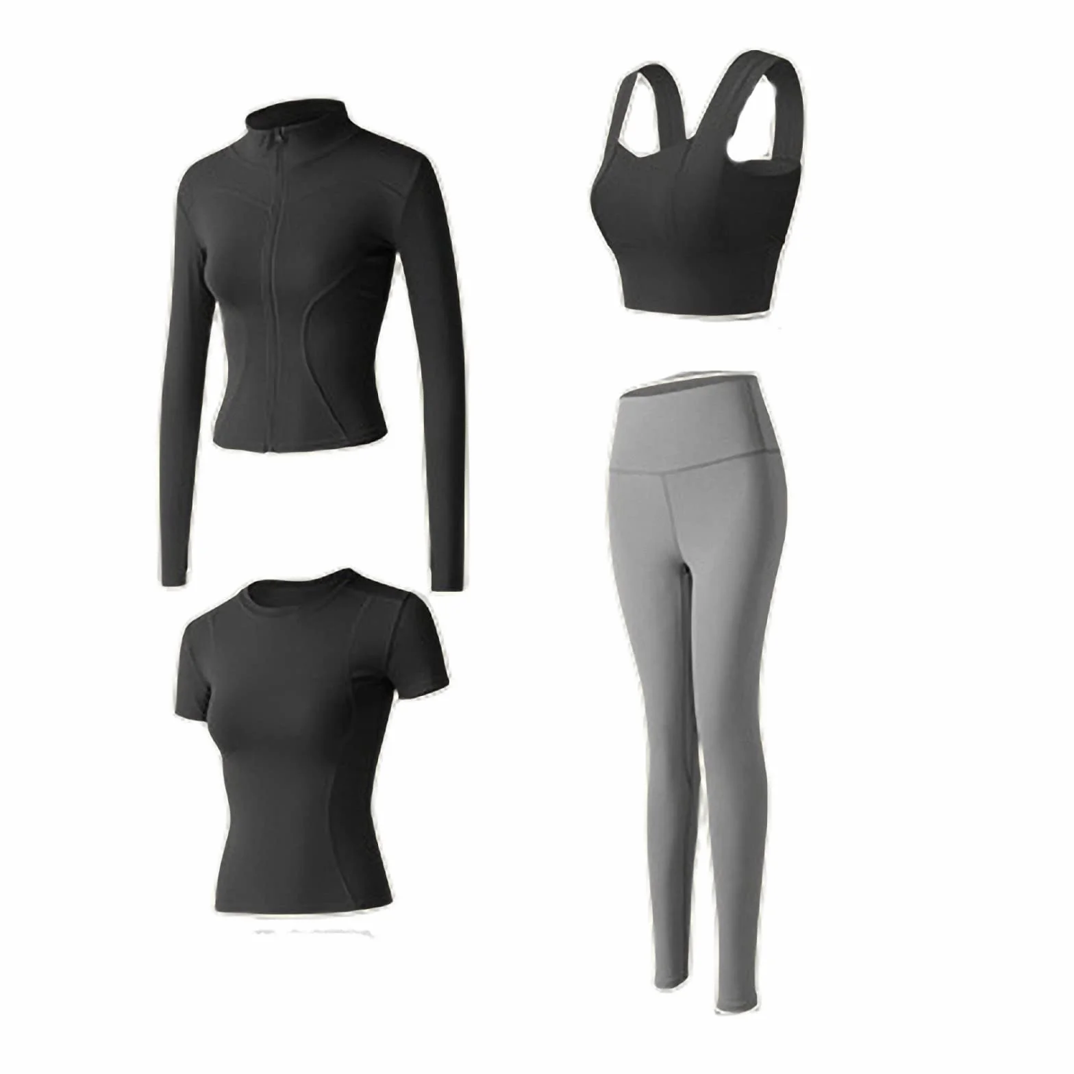 4-częściowy damski zestaw odzieży fitness do jogi, siłownia rano bieganie trening trening legginsy garnitur, styl 12, M