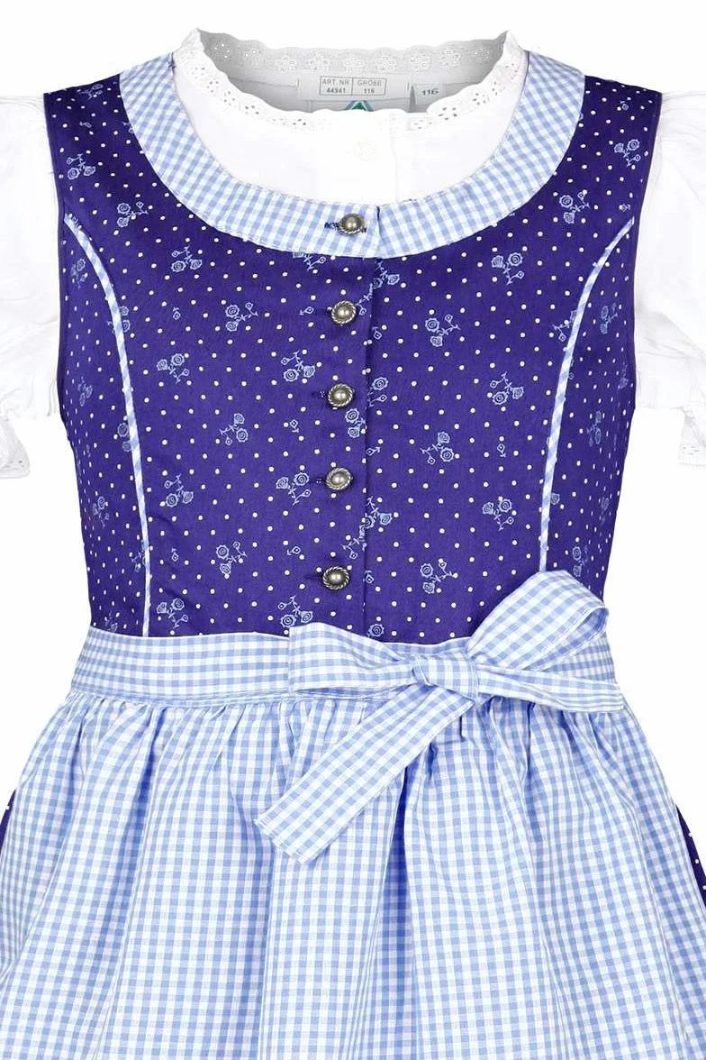 Isar-Trachten Dziewczęca dirndl dziecięca z bluzką jasnoniebieska, niebieska (Marine), 80, niebieski (Marine), 80 cm