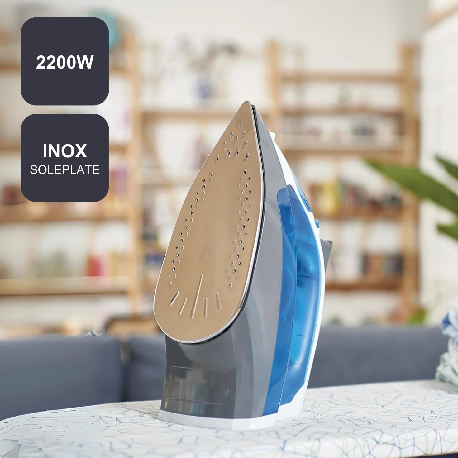 Black+Decker Niebieski BXIR2200E żelazko parowe, 2200, tworzywo sztuczne, 370 ml