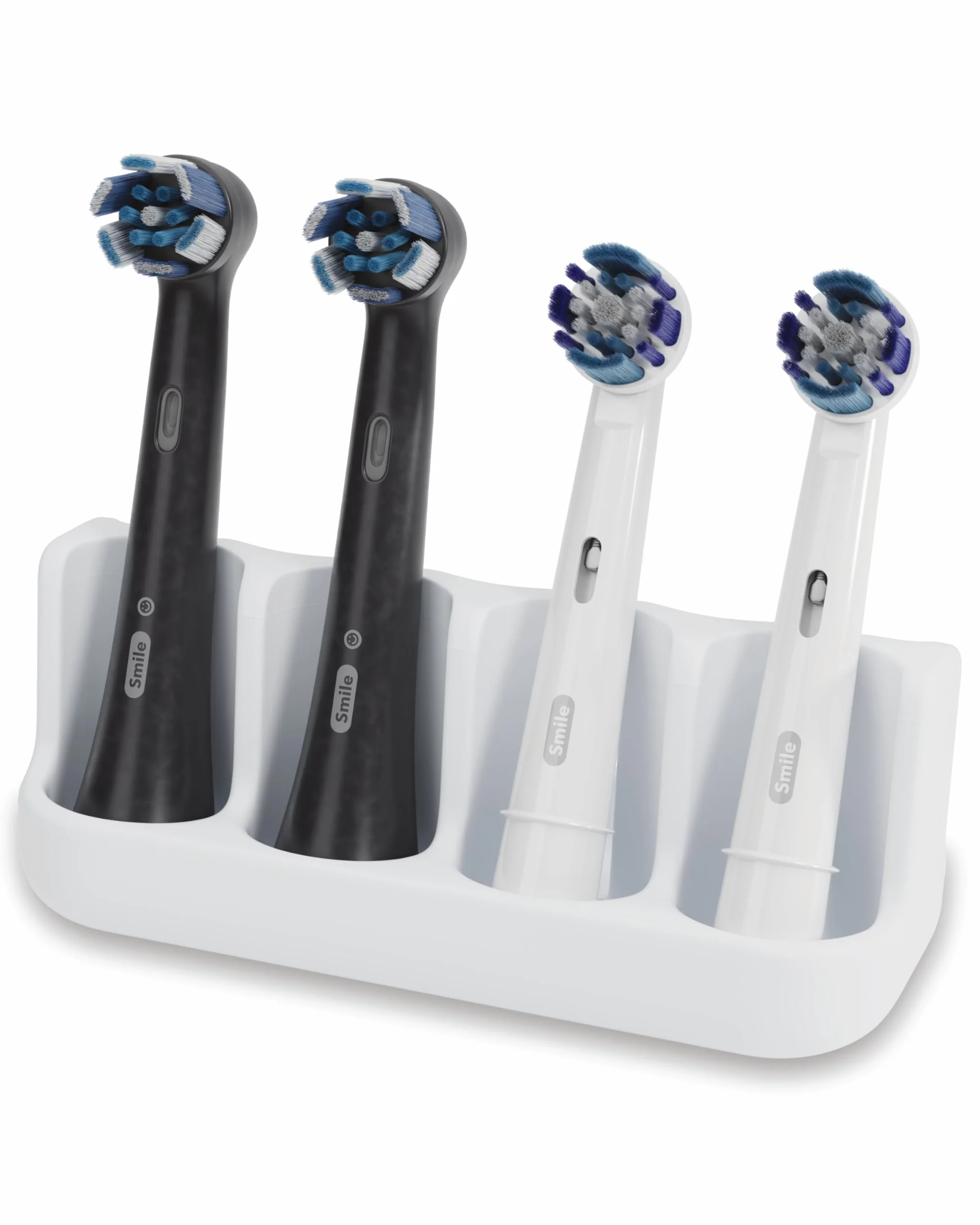 Qikfresh - Uchwyt na 4 końcówki do szczoteczek - Kompatybilny z Oral-B, iO, Philips Sonicare, Waterpik, Fairywill - Silikon spożywczy (Biały)