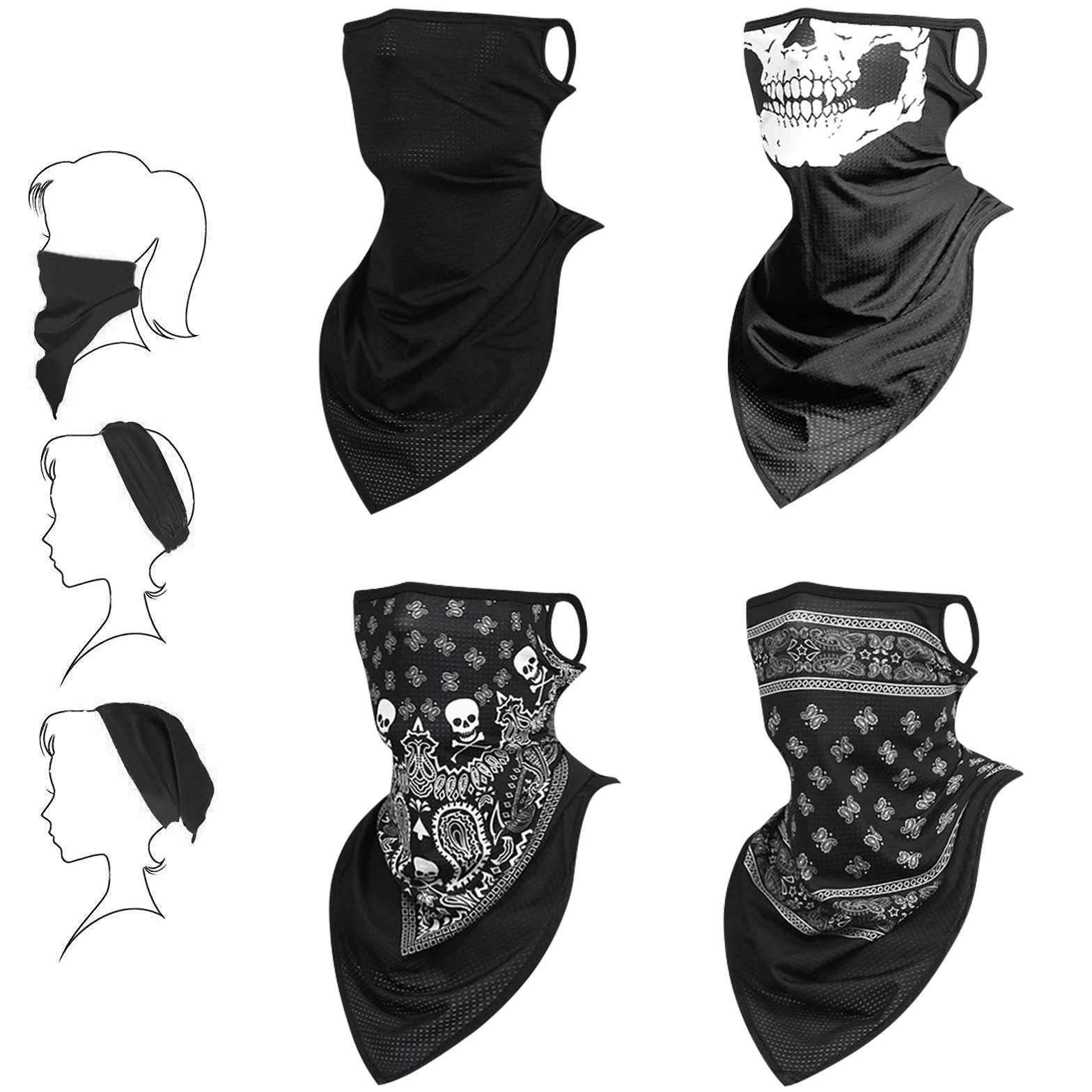 flintronic Wielofunkcyjna chusta na twarz, elastyczna, ochrona ust, męska/damska, chusta na szyję, nakrycie głowy, ochrona przed słońcem, kominiarka, szal do jogi, biegania, wędrówek, W20/L31