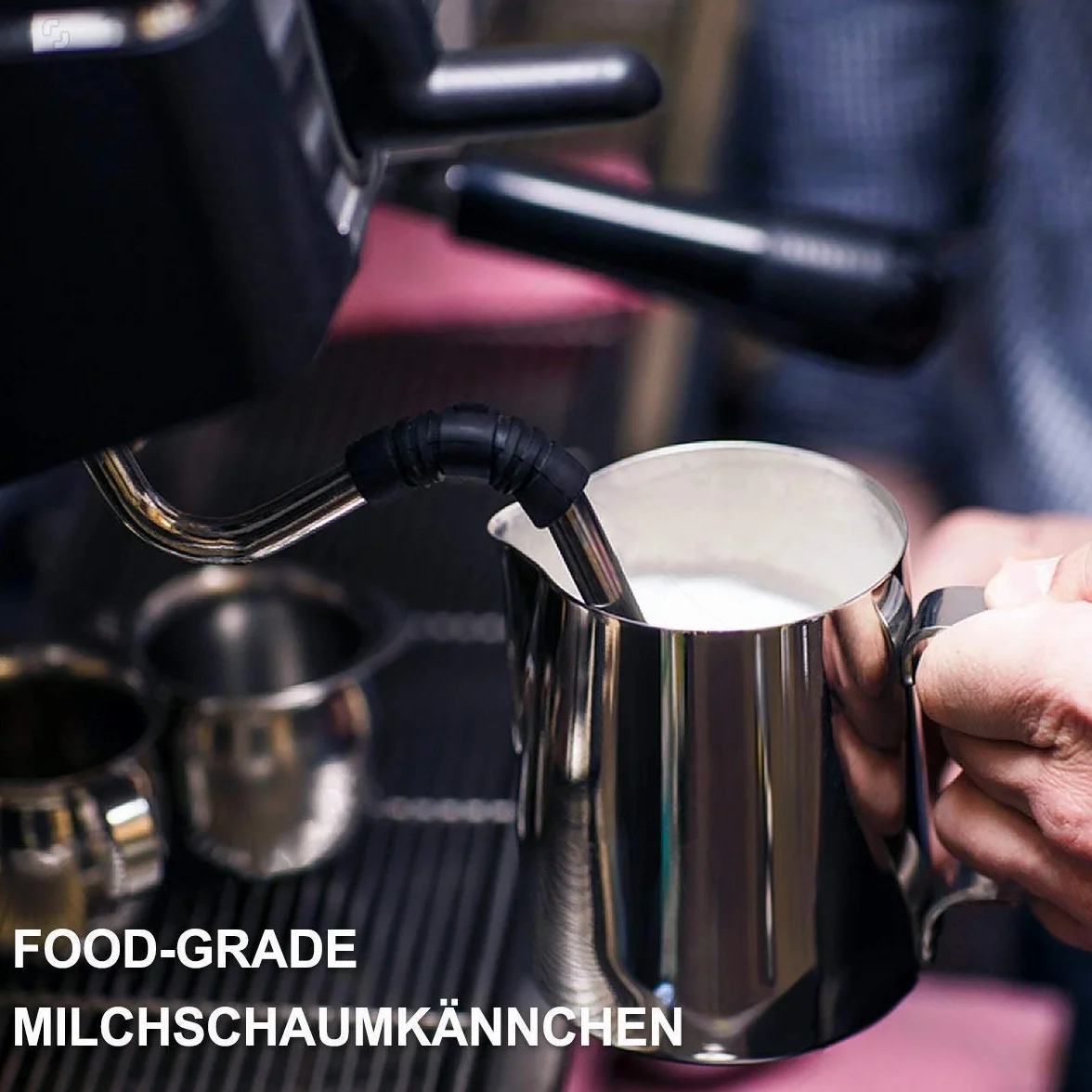 Voarge Dzbanek na mleko, 350 ml / 12 fl.oz. Dzbanek na mleko ze stali nierdzewnej, dzbanek do spieniania mleka do cappuccino i latte art, srebrny