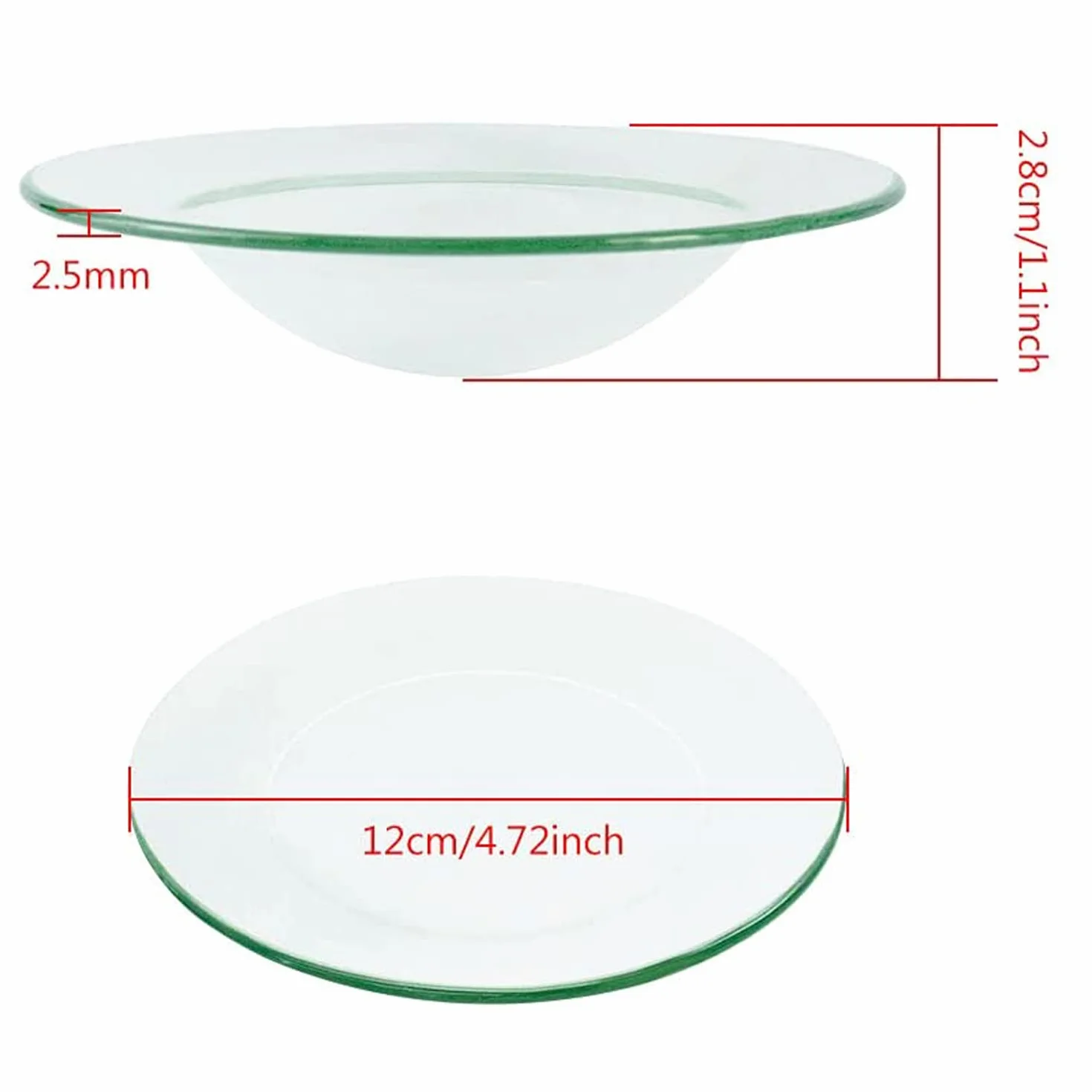 Lampa perfumowana, szklana miska, 3 sztuki, 12 cm, okrągłe szkło zapasowe, do płaskiej lampy naftowej, podgrzewacz oleju, do elektrycznej lampy aromaterapii,