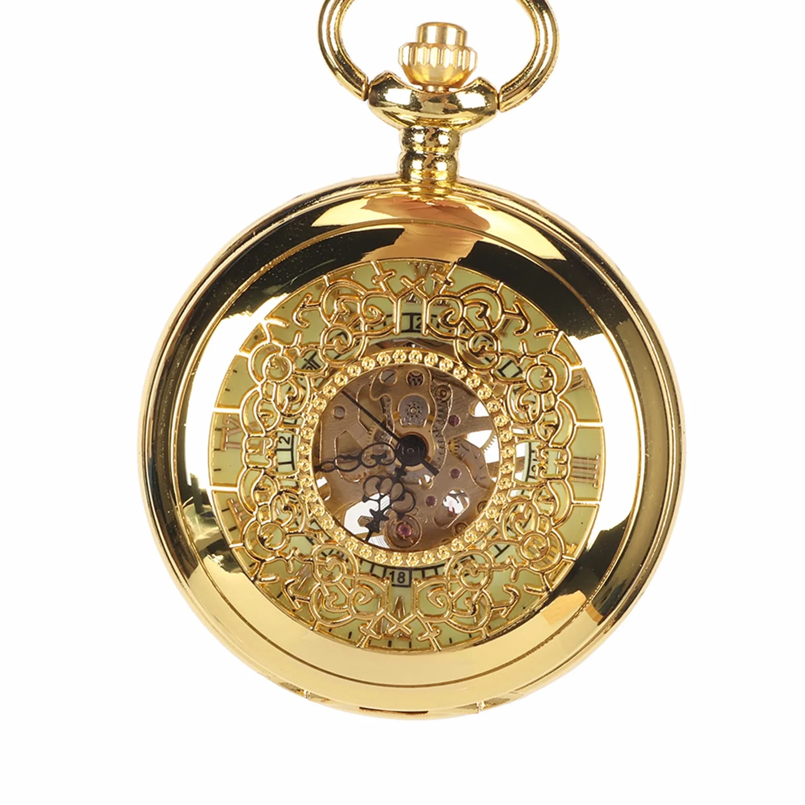 Mechanical Pocket Watch Hand Wind Pocket Zegarek Luminous Skeleton Zegarek z łańcuchem dla Mężczyzn Women Vintage Style