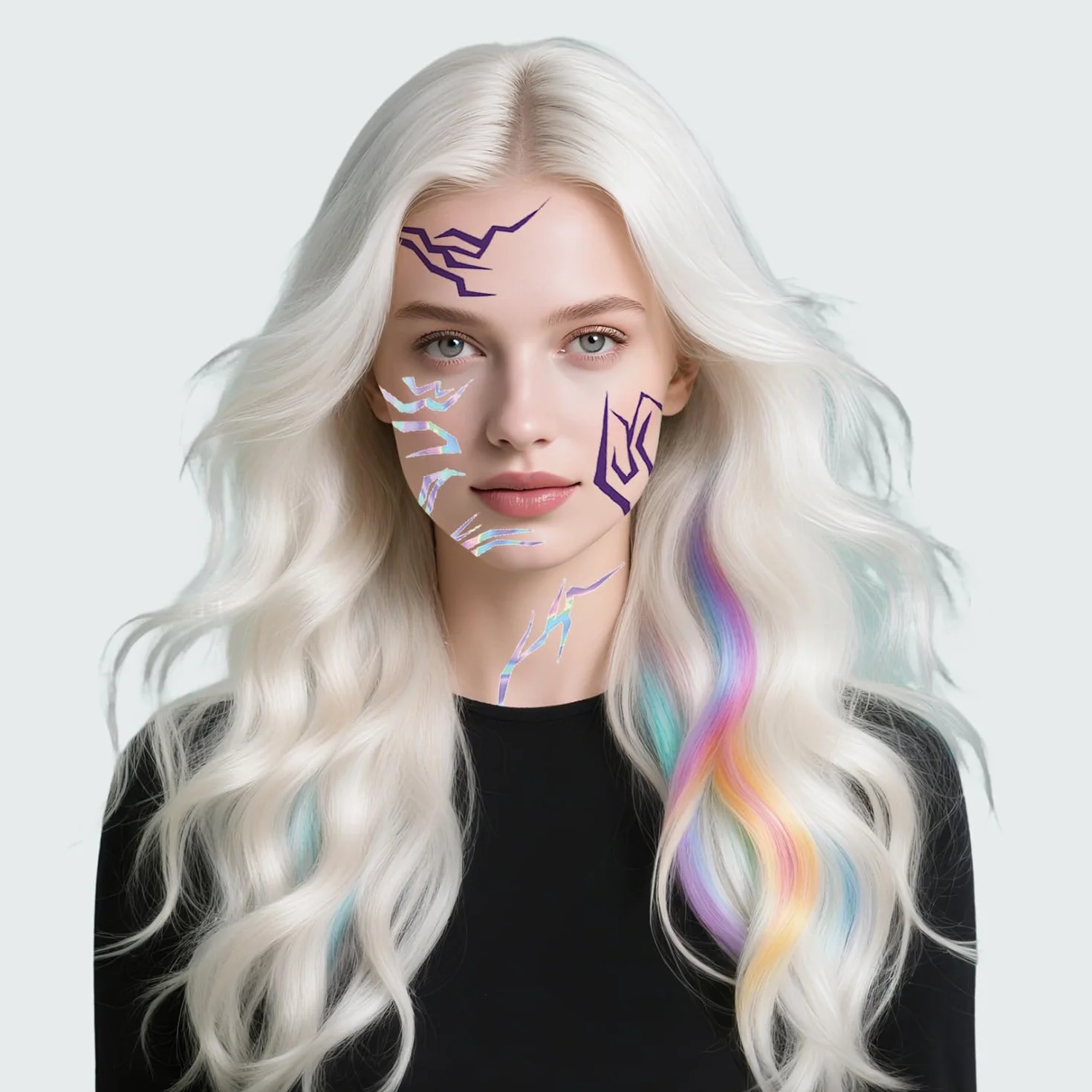 4 arkusze k-pop tymczasowe tatuaże myśliwskie, kostium demonów, na cosplay, karnawał, Halloween, imprezę sceniczną
