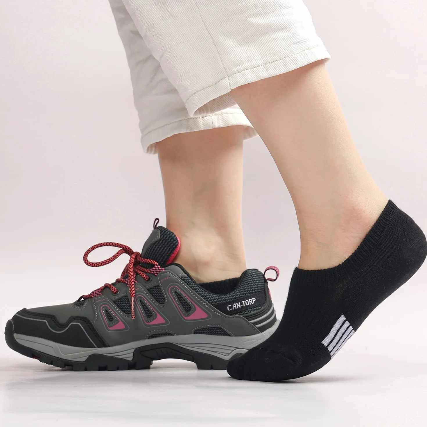 Blu Ninfee skarpeta damskie do sneakersów, rozmiary 39-42, 35-38, wyściełane stopki, skarpeta do sneakersów męskie, 6 par, oddychające skarpety sportowe, antypoślizgowe, z silikonową podkładką, biały, 39-42 EU