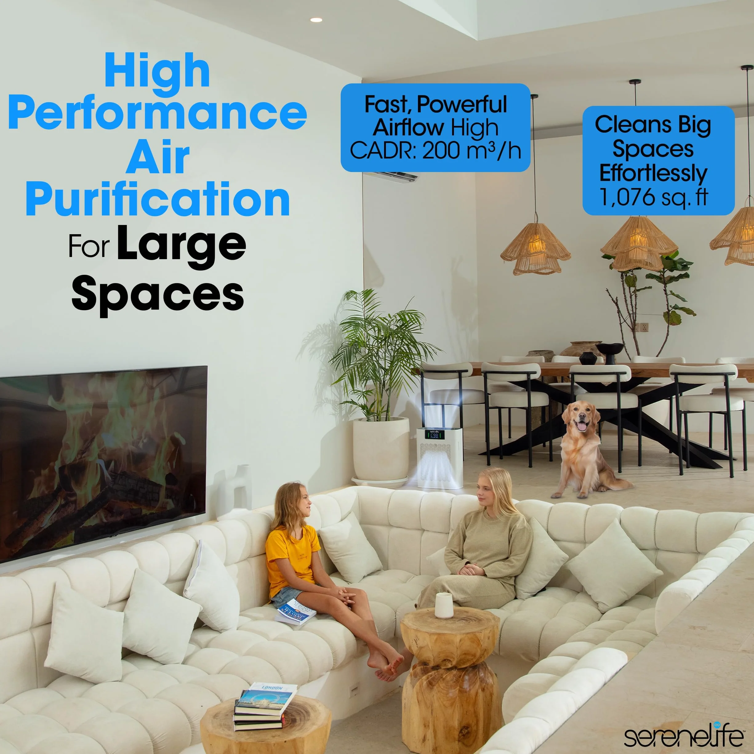 SereneLife Oczyszczacz Powietrza HEPA WiFi Inteligentny Ultra Cichy
