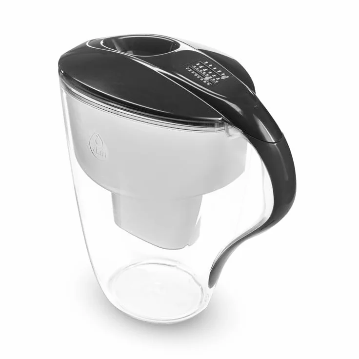 DAFI Zestaw dzbanek filtrujący OMEGA czarny 4 l z manualnym wskaźnikiem i 2 wkładami Unimax - ergonomiczny, BPA free, nowoczesny design, idealny do przygotowywania napojów i gotowania