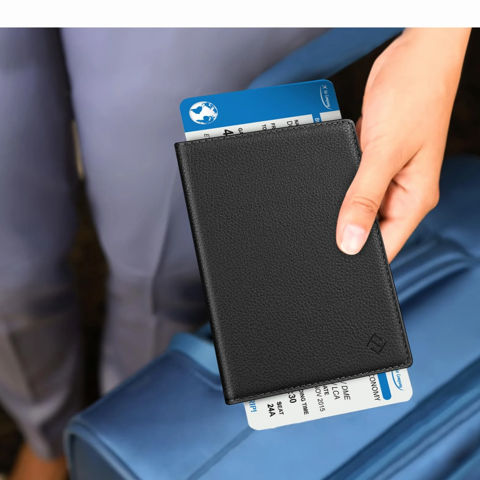 Fintie Etui ochronne na paszport, książeczkę szczepień, wysokiej jakości etui ze sztucznej skóry, organizer podróżny z blokadą RFID, na karty kredytowe, dowód osobisty, dokumenty podróżne, czarny