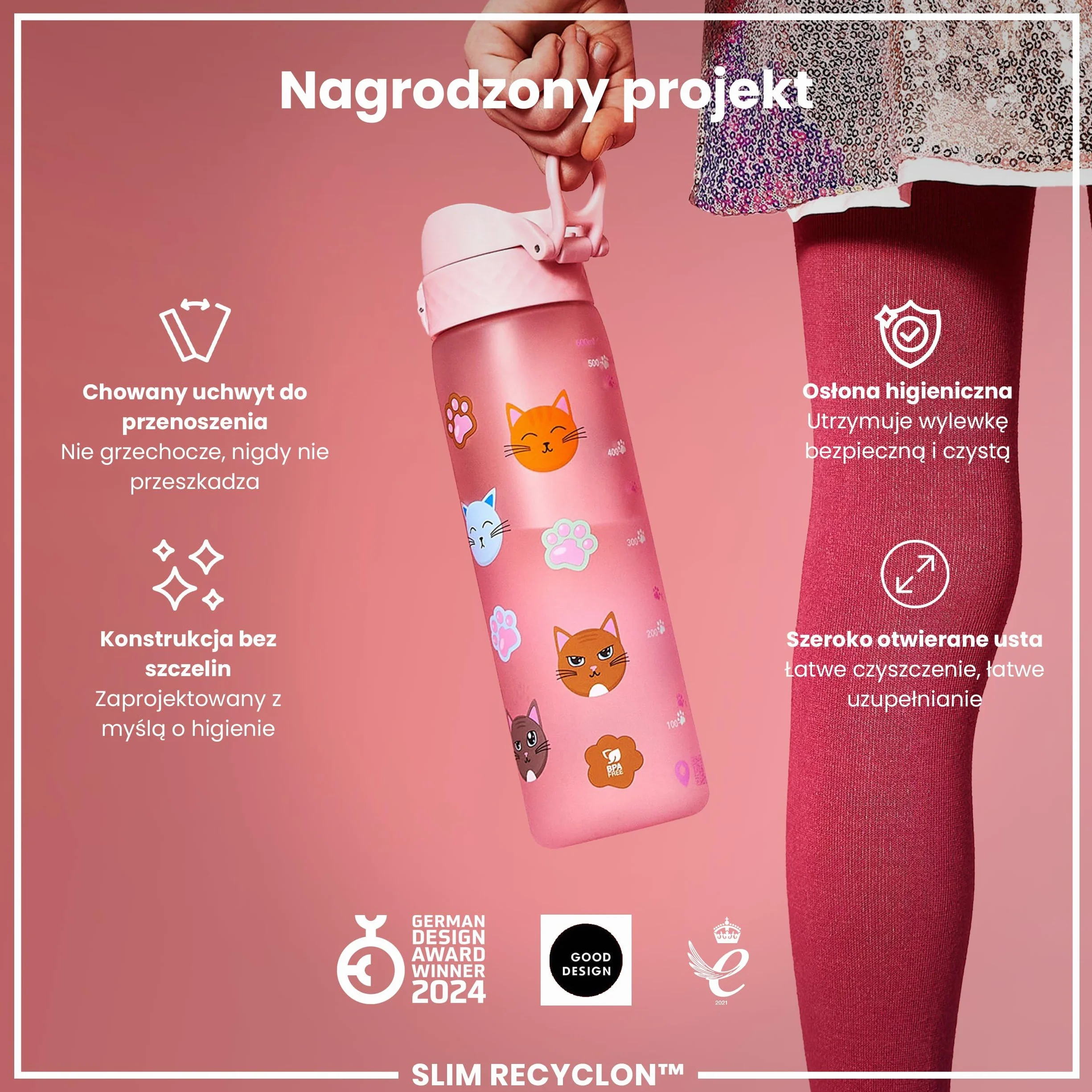ION8 Butelka na Wodę 500 ml Szczelna Bez BPA Łatwe Otwieranie