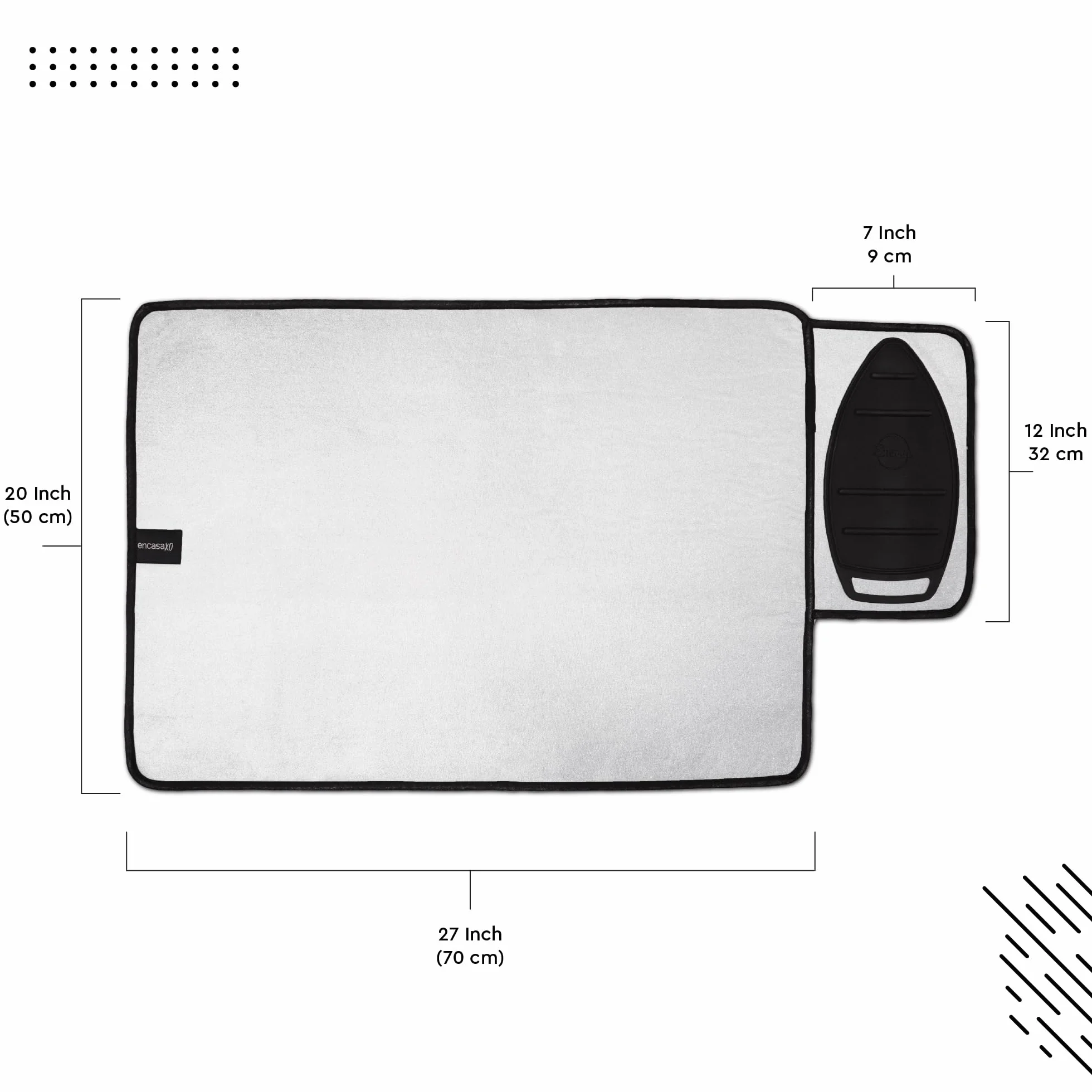 Encasa Mata do prasowania metaliczna srebrna 70 x 50 cm z wyściółką piankową 5 mm