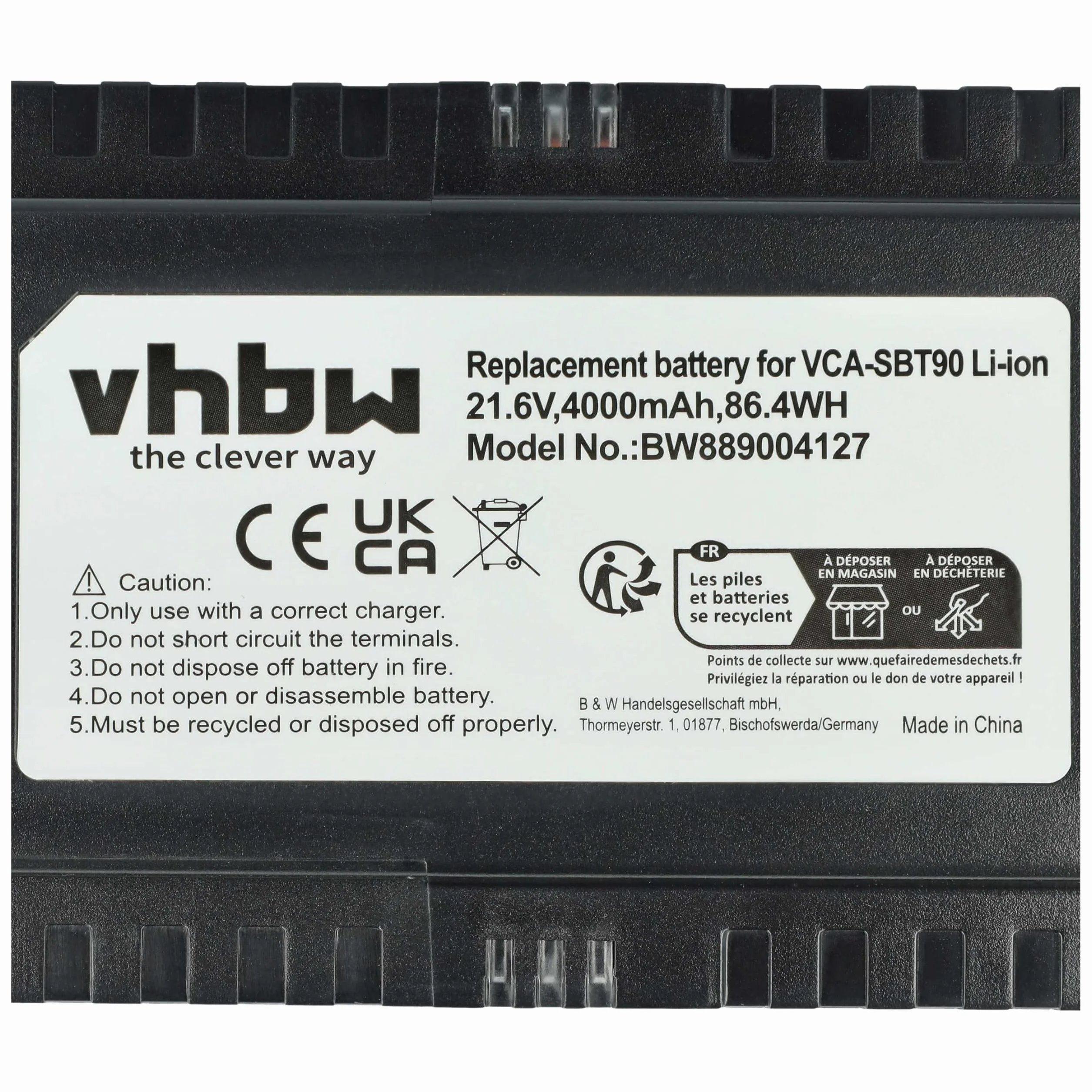 vhbw Bateria zamienna do odkurzacza Samsung DJ96-00221A VCA-SBT90E 4000 mAh 21,6 V litowo-jonowa czarna