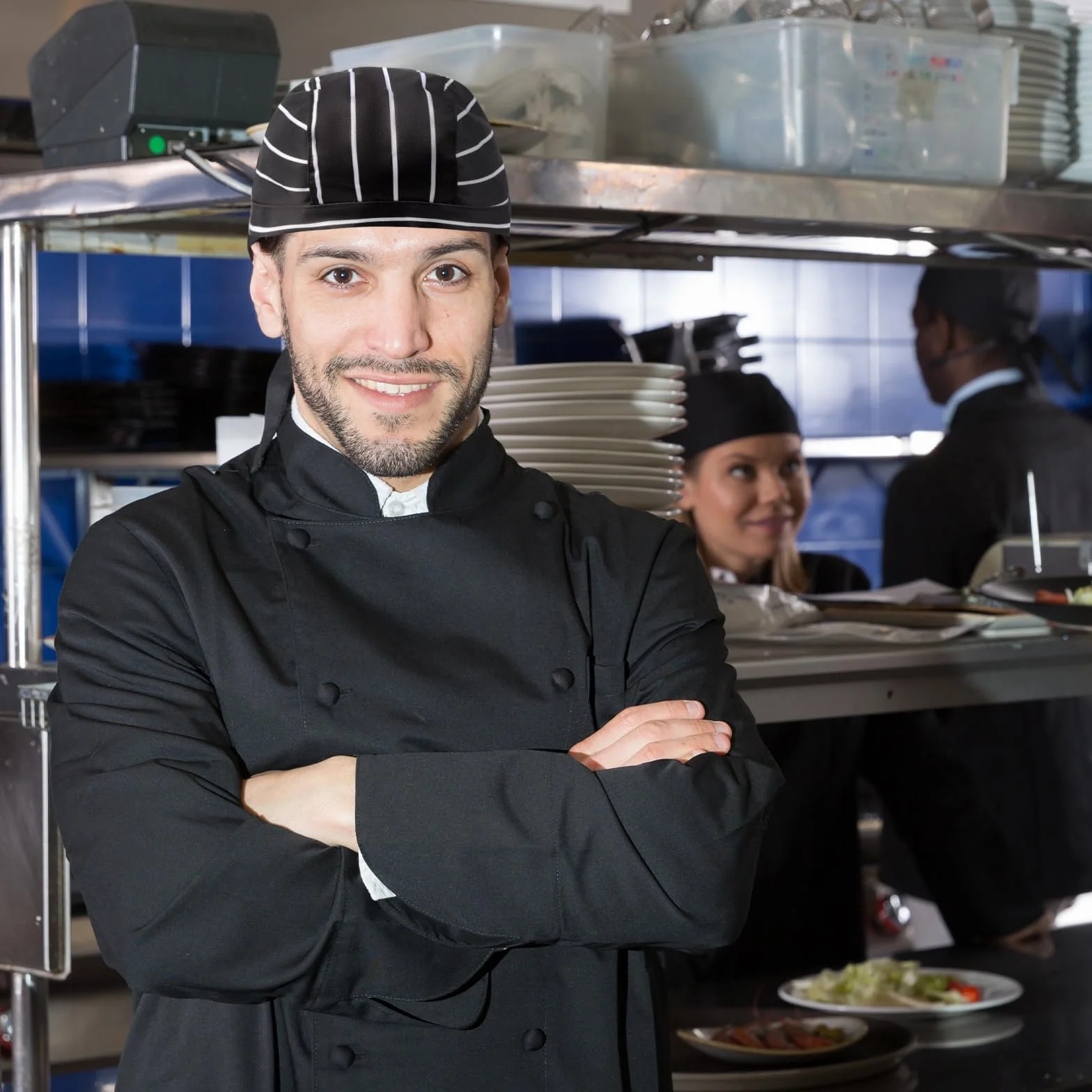 Czapka kucharska, bandana, regulowana, materiałowa, dla mężczyzn i kobiet, pochłaniająca pot, oddychająca czapka bistro, do restauracji, hoteli, barów, sklepów, szkół i do domu