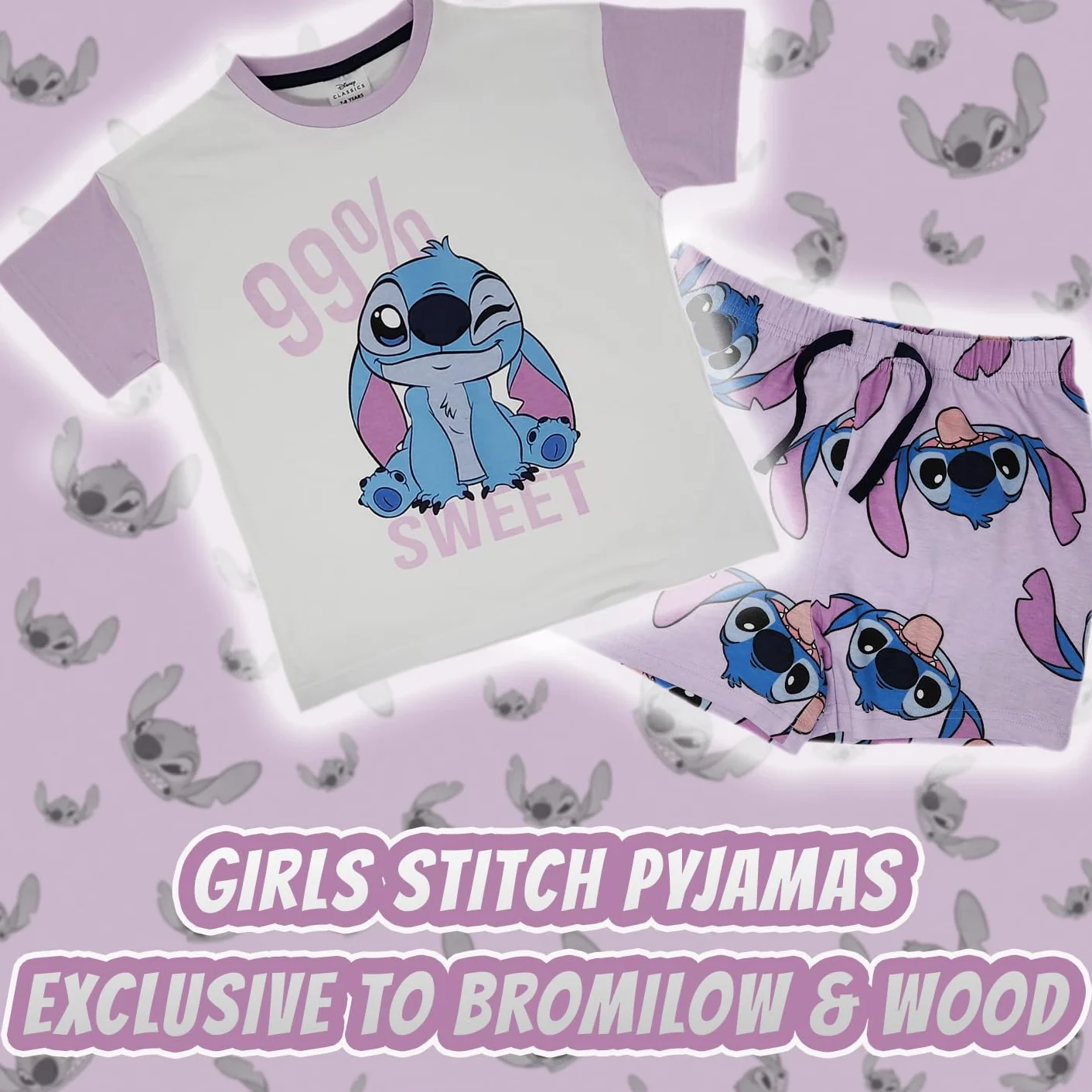 Disney Lilo & Stitch 100% damska czesana bawełna, zwis na ramionach, krótka piżama