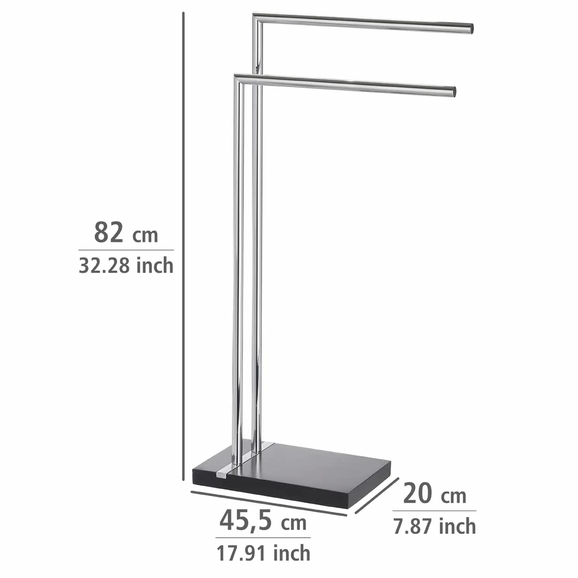 Wenko Legler Stojak na ręczniki czarny metalowy 20 x 45,5 x 82 cm