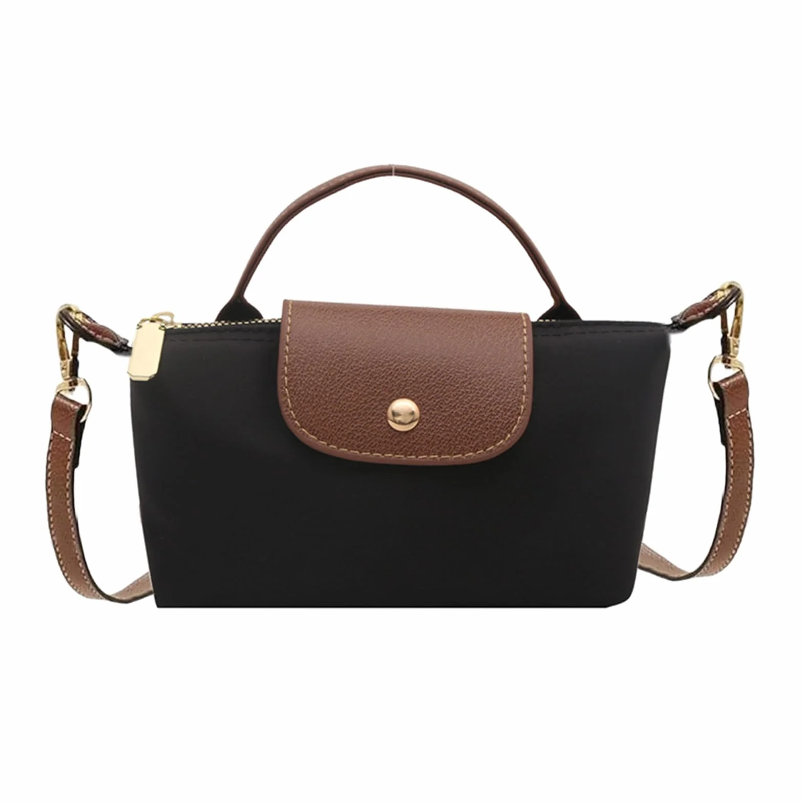 Torebka damska, torba na ramię, mini torebka, mała torebka na ramię, damska wodoodporna mini torebka crossbody, nylonowa torba na ramię, składana torba na ramię, czarna, nylonowa, do noszenia w czasie