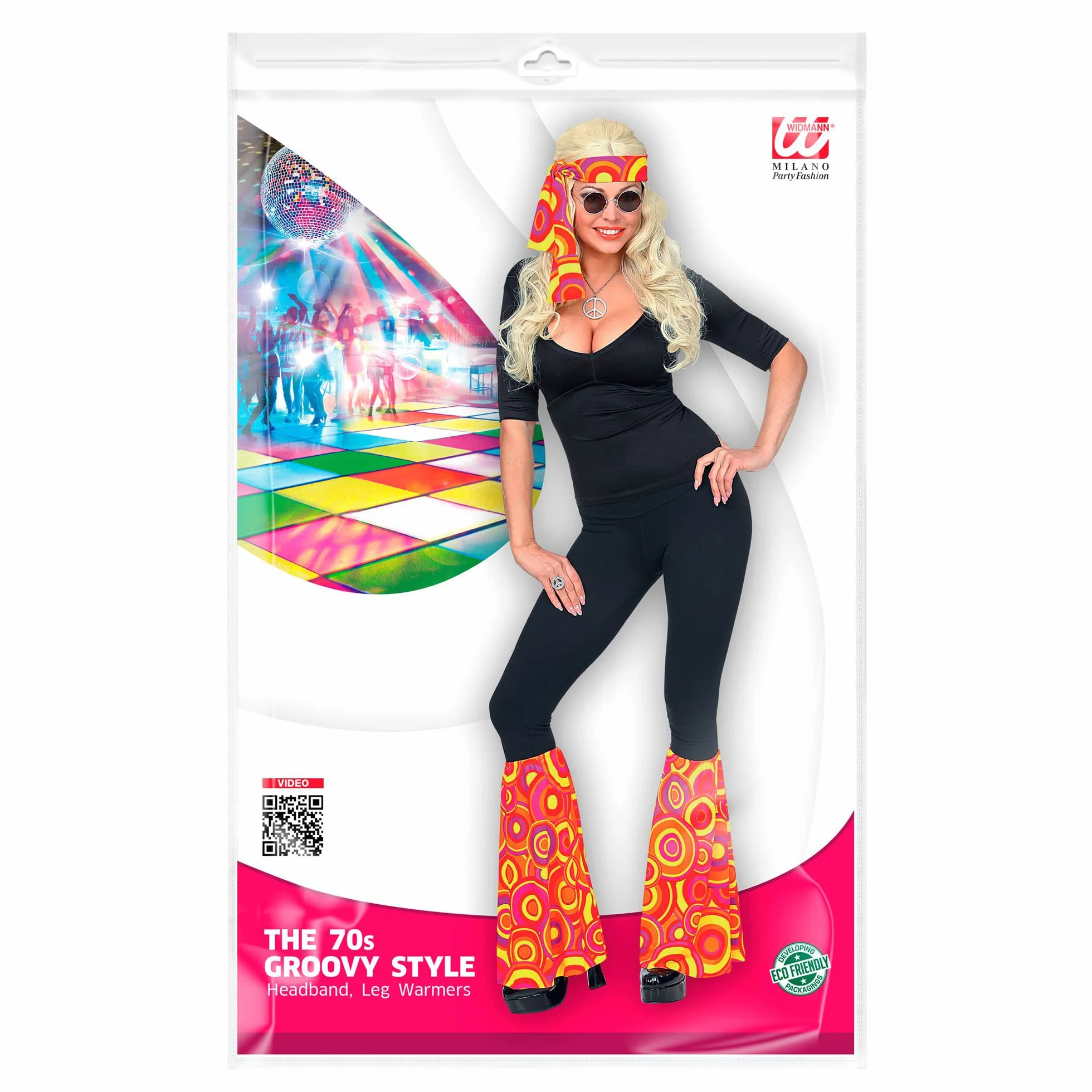 W WIDMANN MILANO Party Fashion - Zestaw hipisowski lat 60-tych / 70., opaska na czoło i mankiety, hipisowie, reggae, Flower Power