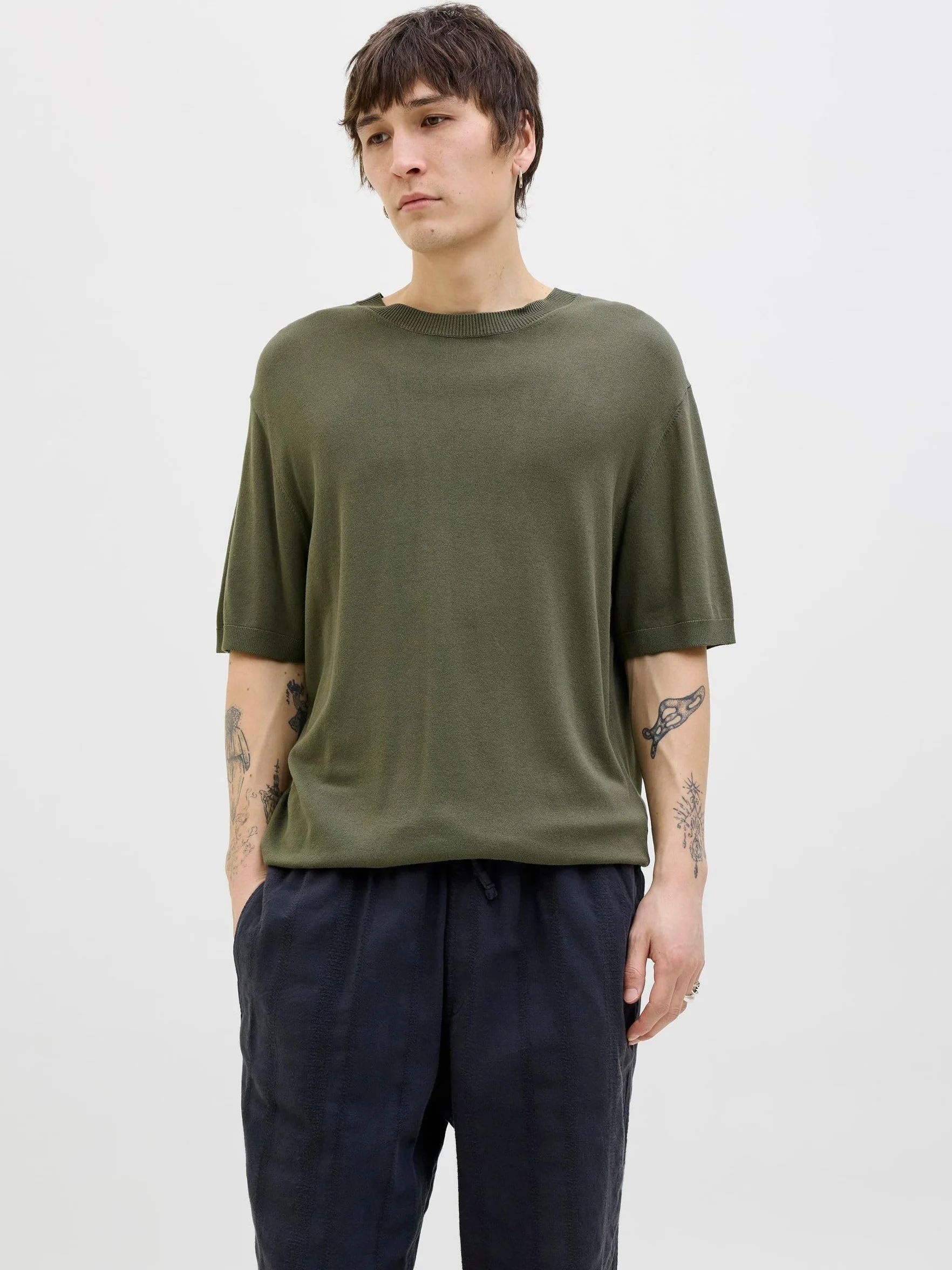 JACK & JONES Jprccwilliam Knit Crew Neck Ss Sn męskie, four leaf clover, L