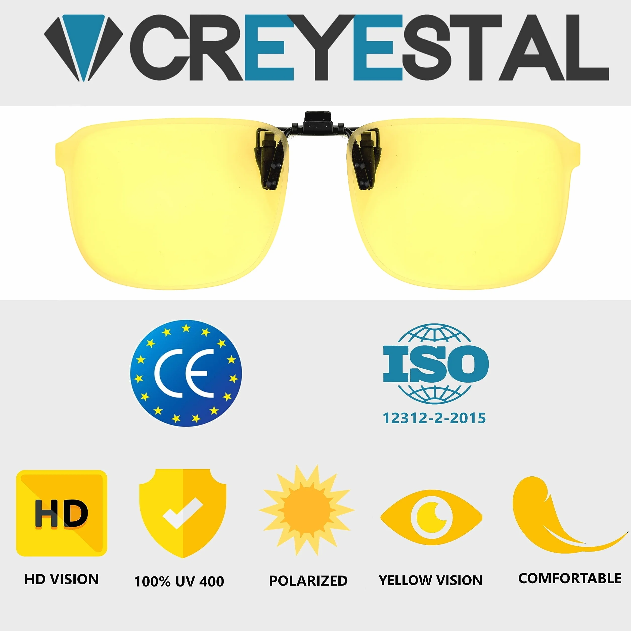 Polaryzowane okulary do jazdy nocnej, klips dla osób noszących okulary, okulary noktowizyjne dla kierowców, ultralekkie, dla mężczyzn i kobiet, okulary żółte