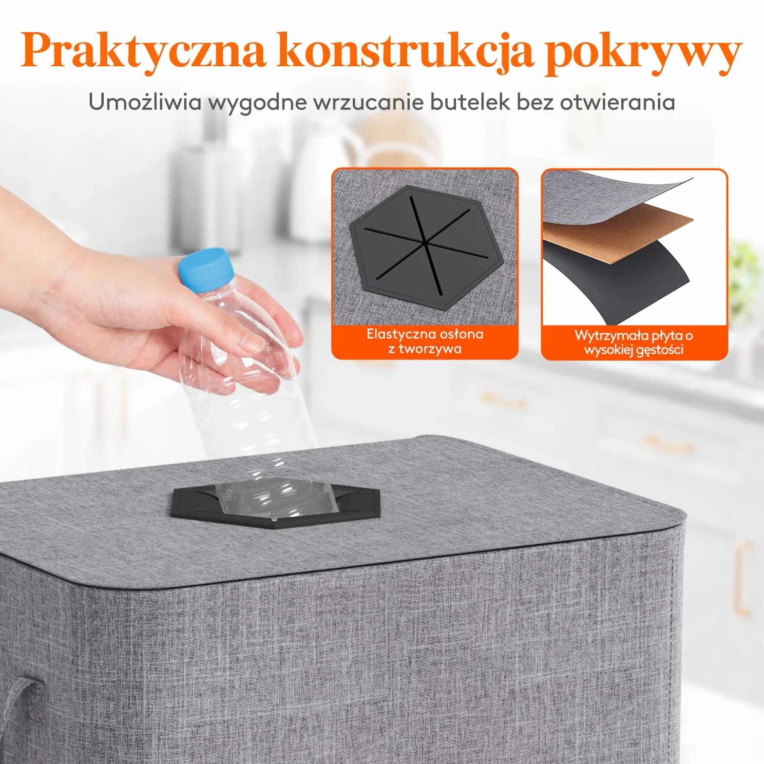 Lifewit Kosz do recyklingu 100 l z pokrywką i torbą wielokrotnego użytku