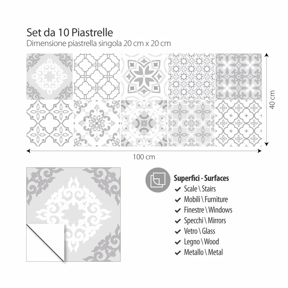 Naklejki na Kafelki PCV Wodoodporny 20x20 cm 10 szt Mozaika Płytki cementowe azulejos