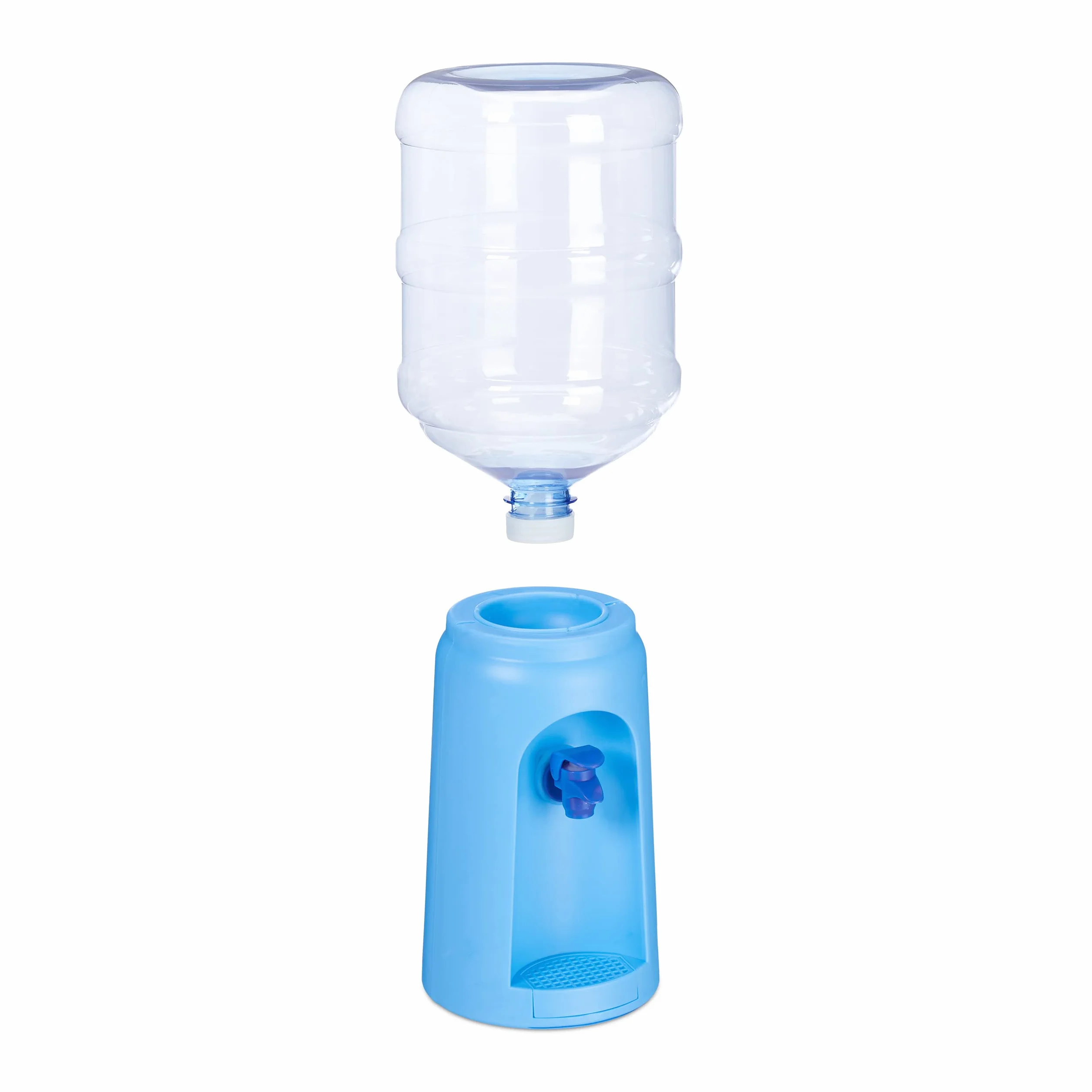 Relaxdays Dozownik wody ze zbiornikiem i kranem, dozownik wody pitnej do biura, 4,5 l, tworzywo sztuczne, wys. x śr.: 47,5 x 17 cm, niebieski, 1 sztuka 10027938_45