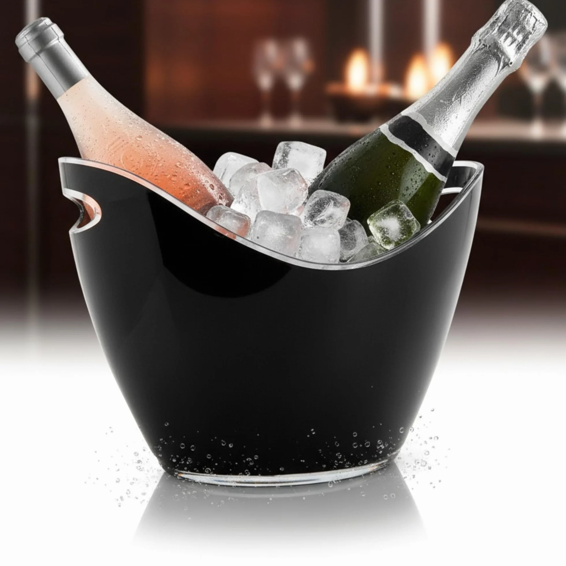 Vin Bouquet FIE 006 czarne wiaderko do szampana chłodzenie 2 butelek wina cava